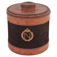 Tobacco Humidor Box in Leather and Wood , France 1950s