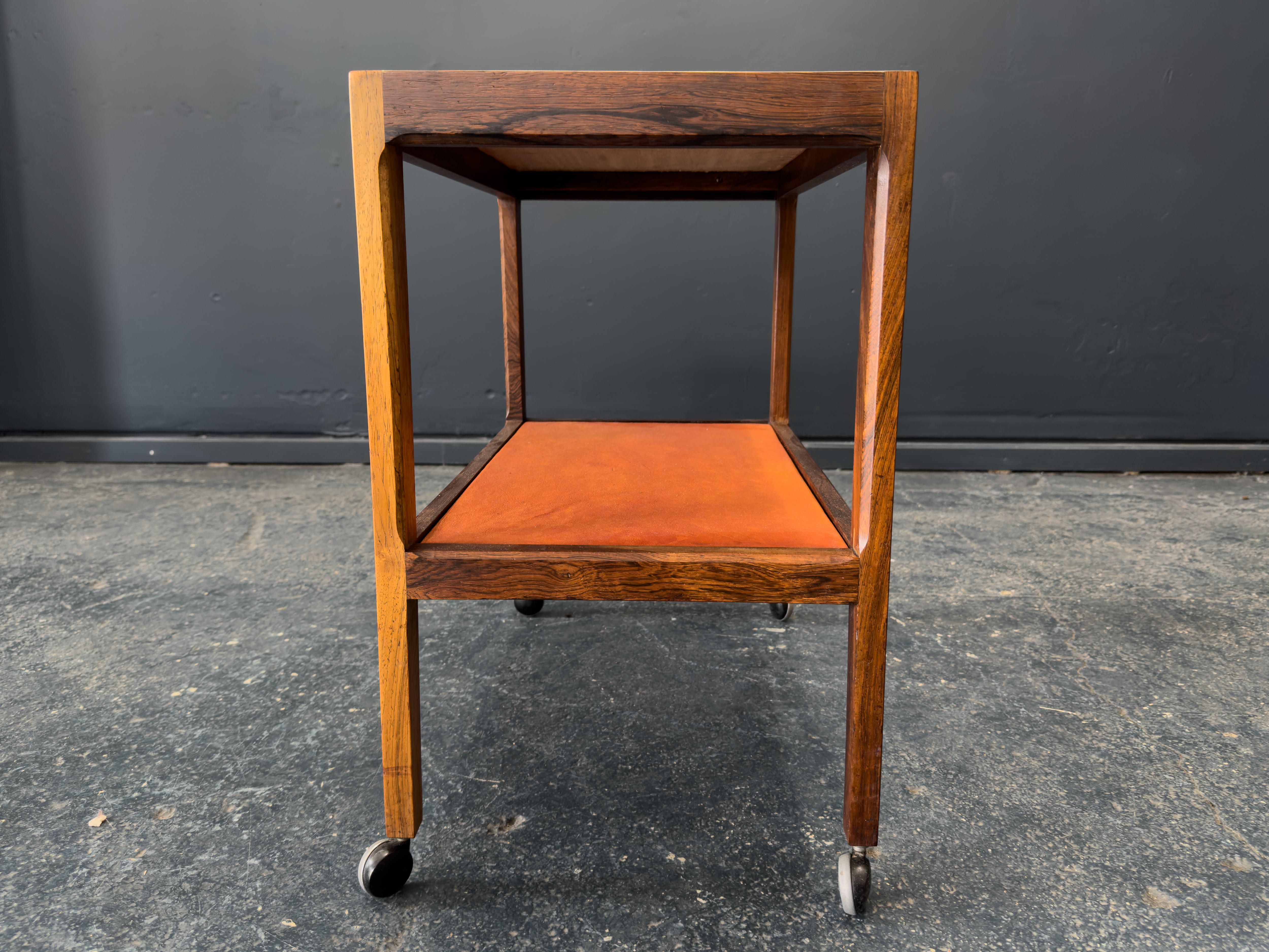 20th Century Leather and Wooden Unit on Wheels