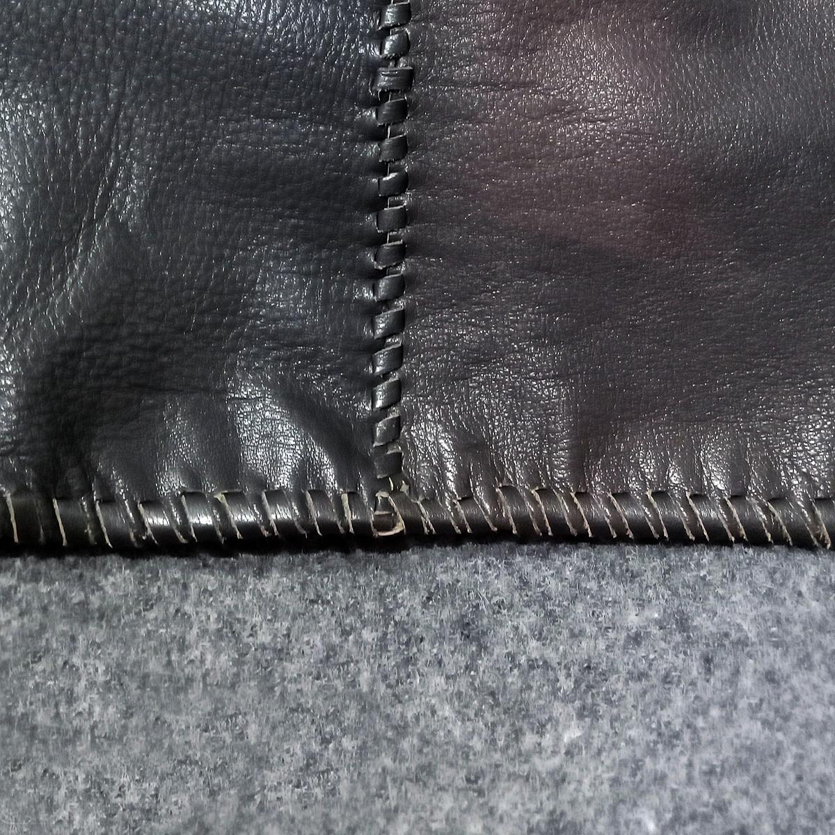 Leather and Wool Throw / Blanket In Excellent Condition In New York, NY