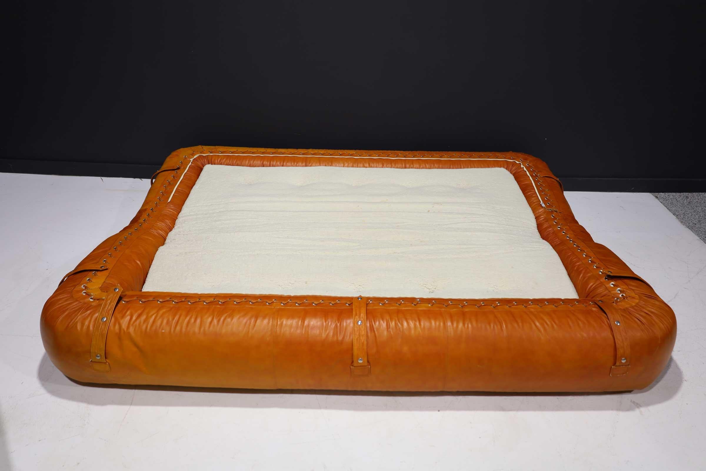 Mid-Century Modern Leather Anfibio Sofa Bed by Alessandro Becchi for Giovannetti Collezioni, 1970s