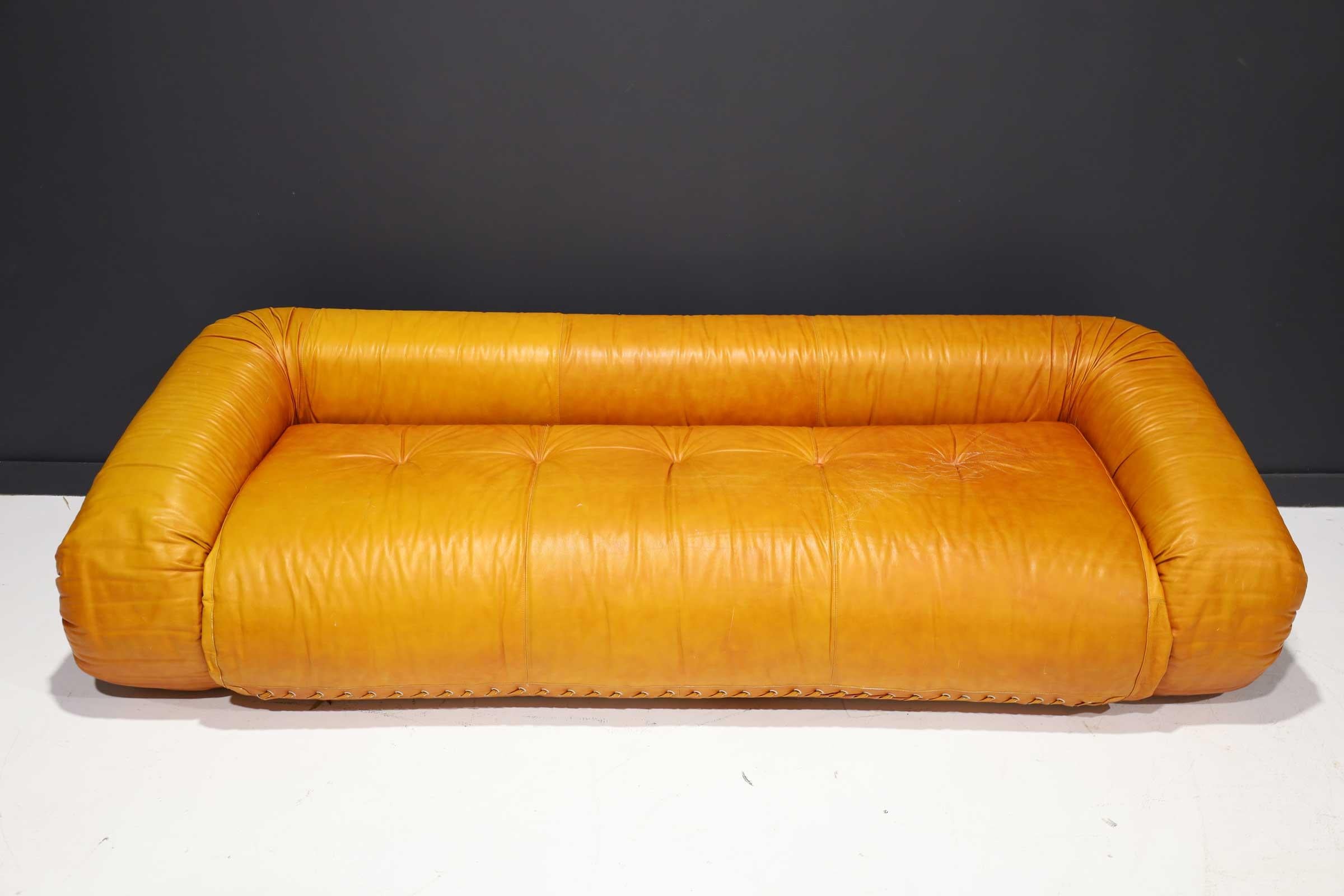20th Century Leather Anfibio Sofa Bed by Alessandro Becchi for Giovannetti Collezioni, 1970s