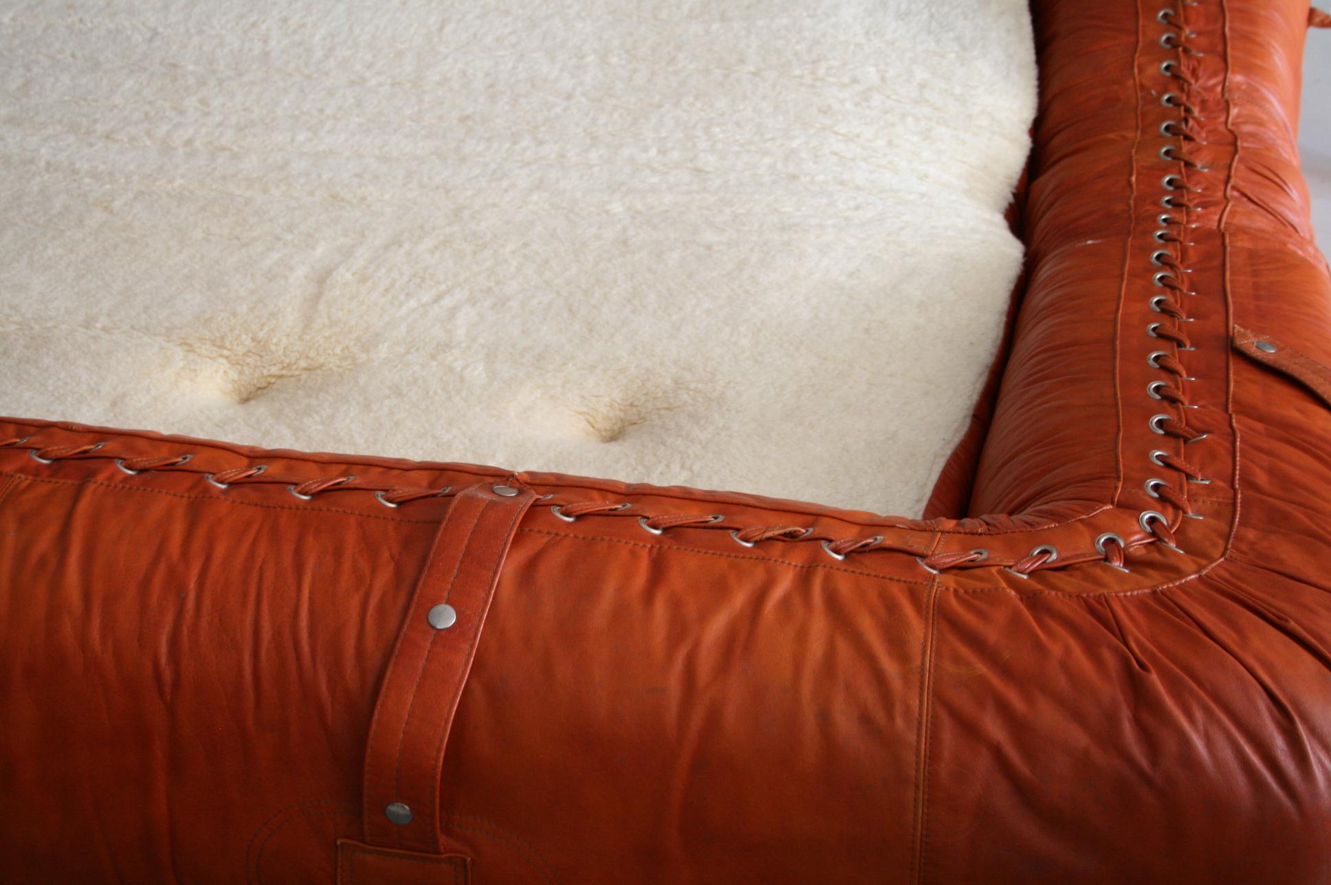 Leather Anfibio Sofa / Bed by Alessandro Becchi for Giovannetti Collezioni, 1971 2