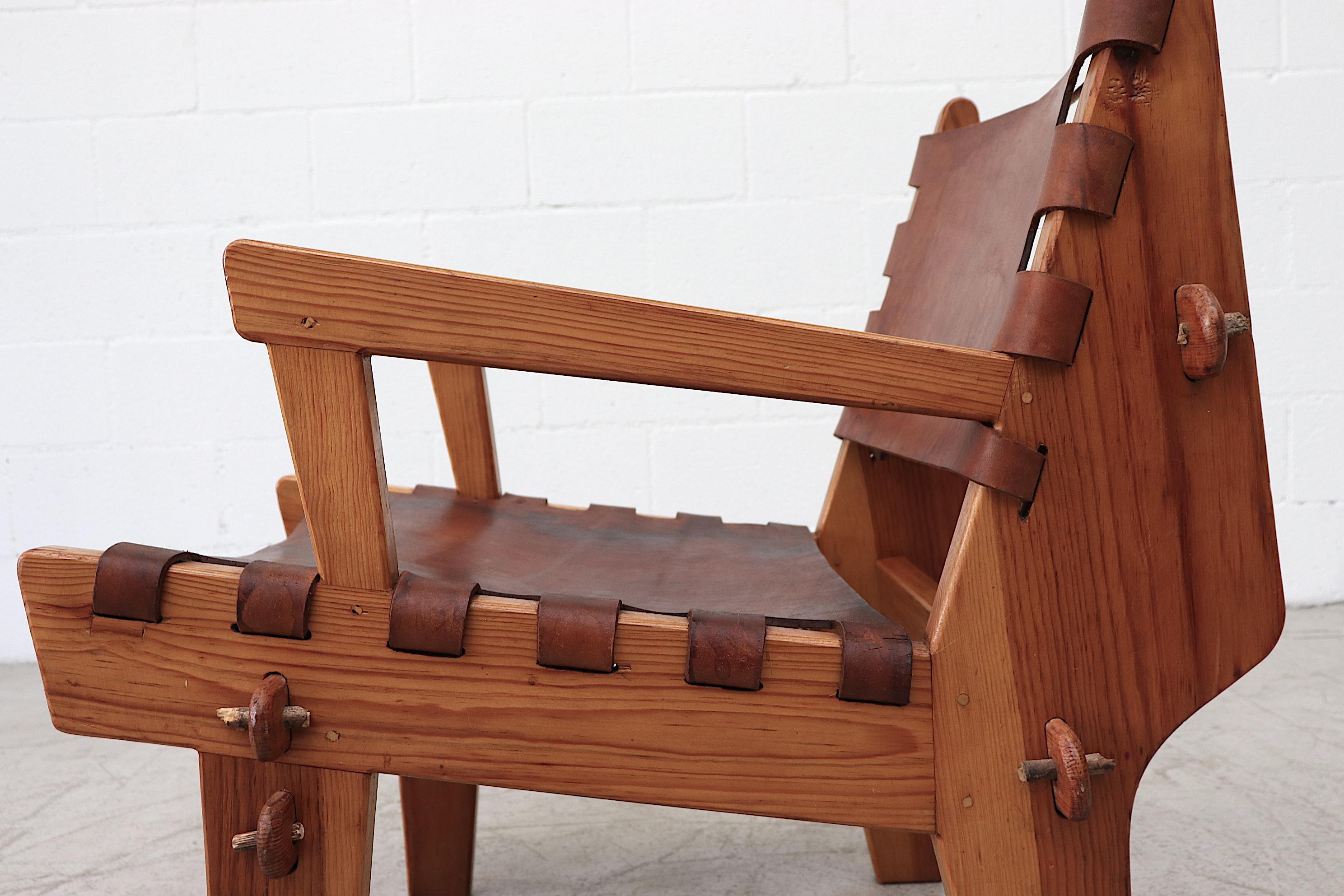 Late 20th Century Angel Pazmino Leather Safari Lounge Chair