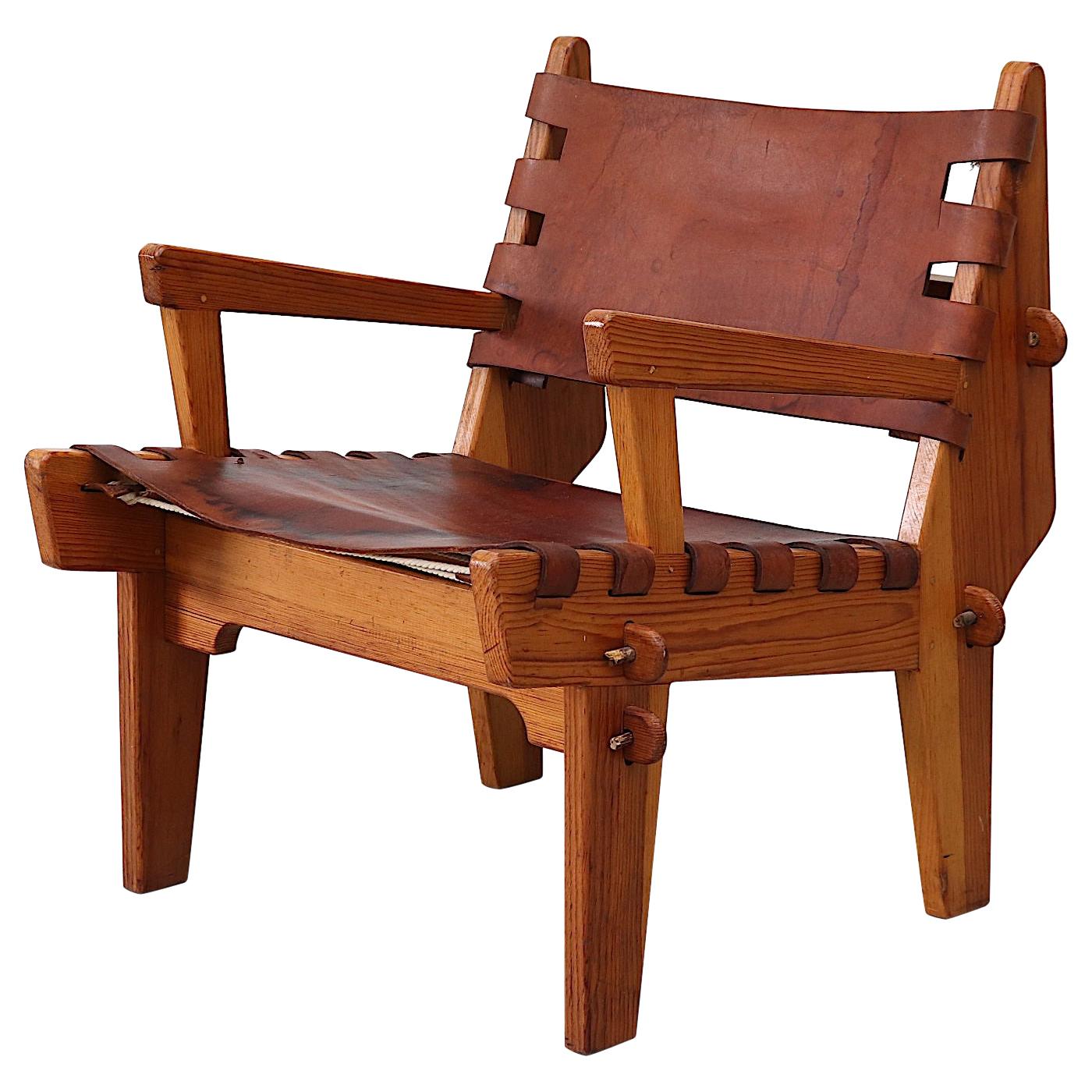 Angel Pazmino Leather Safari Lounge Chair