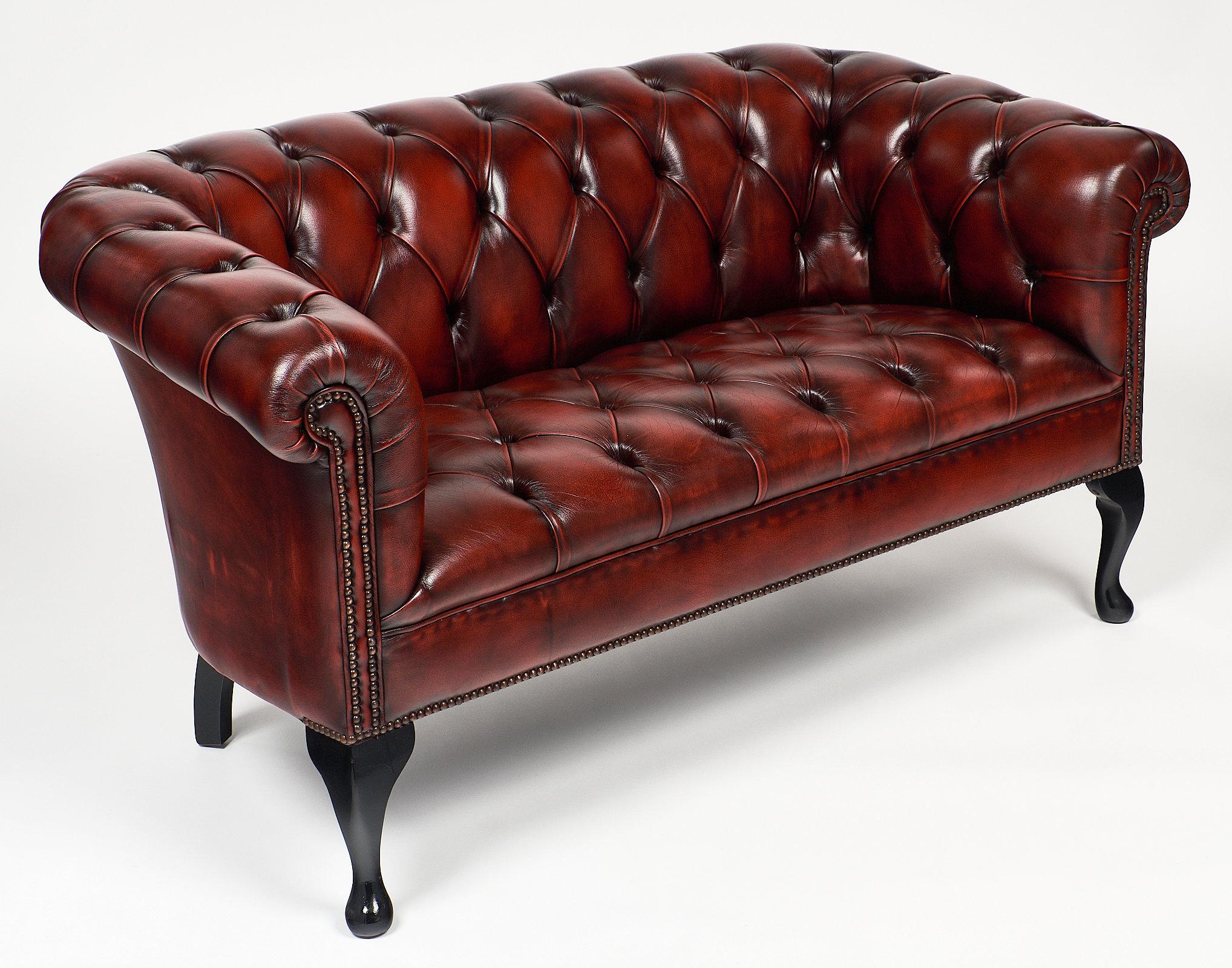 chesterfield loveseat leather