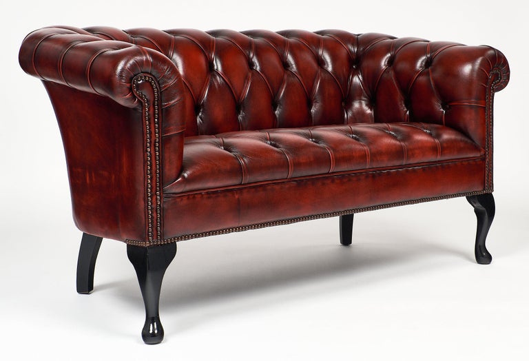 Leather Antique Chesterfield Loveseat at 1stDibs chesterfield