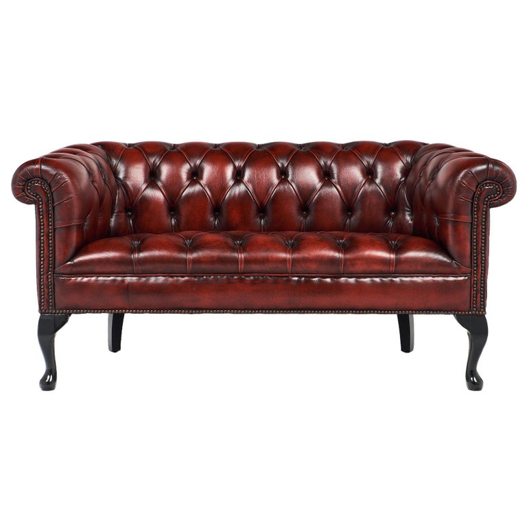 Leather Antique Chesterfield Loveseat at 1stDibs chesterfield