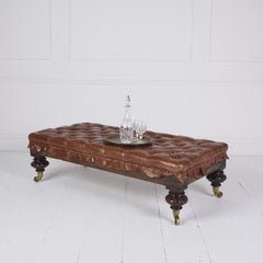 Leather antique ottoman stool