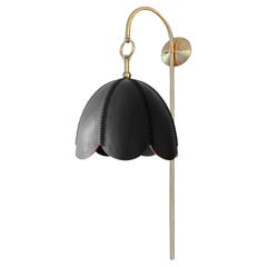 Leather Arched Sconce, Black, Small, Doma, Saddle Lamp Collection
