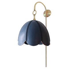 Leather Arched Sconce, Cobalt, Large, Doma, Saddle Lamp Collection