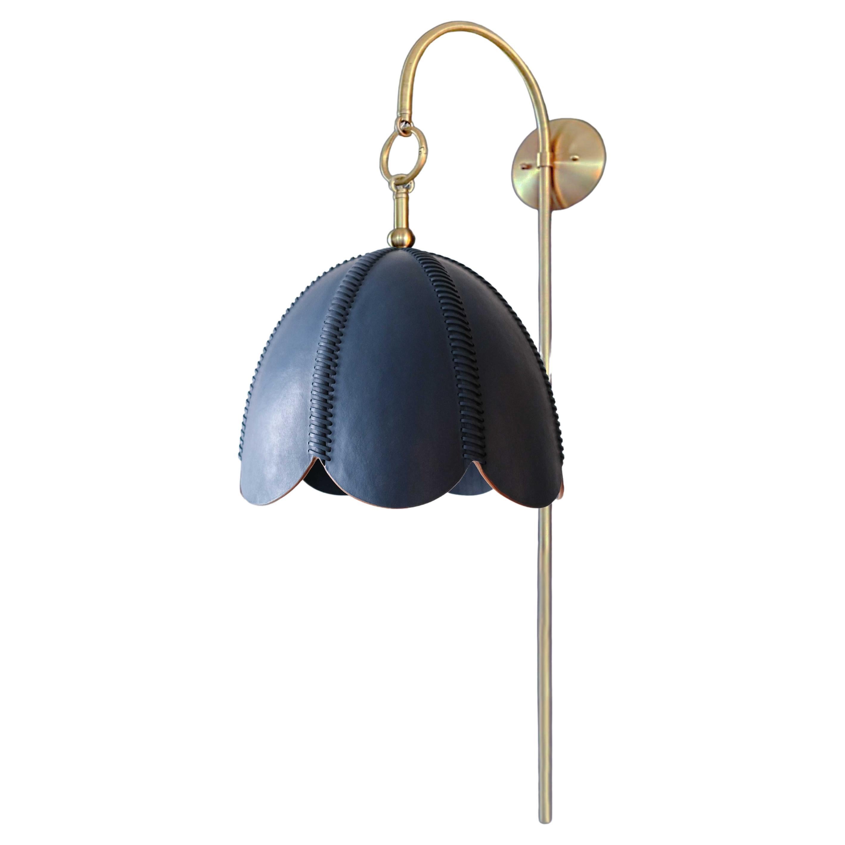 Leather Arched Sconce, Cobalt, Small, Doma, Saddle Lamp Collection