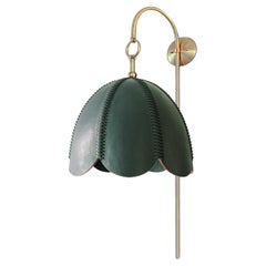 Leather Arched Sconce, Emerald Green, Large, Doma, Saddle Lamp Collection