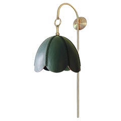 Leather Arched Sconce, Emerald Green, Small, Doma, Saddle Lamp Collection