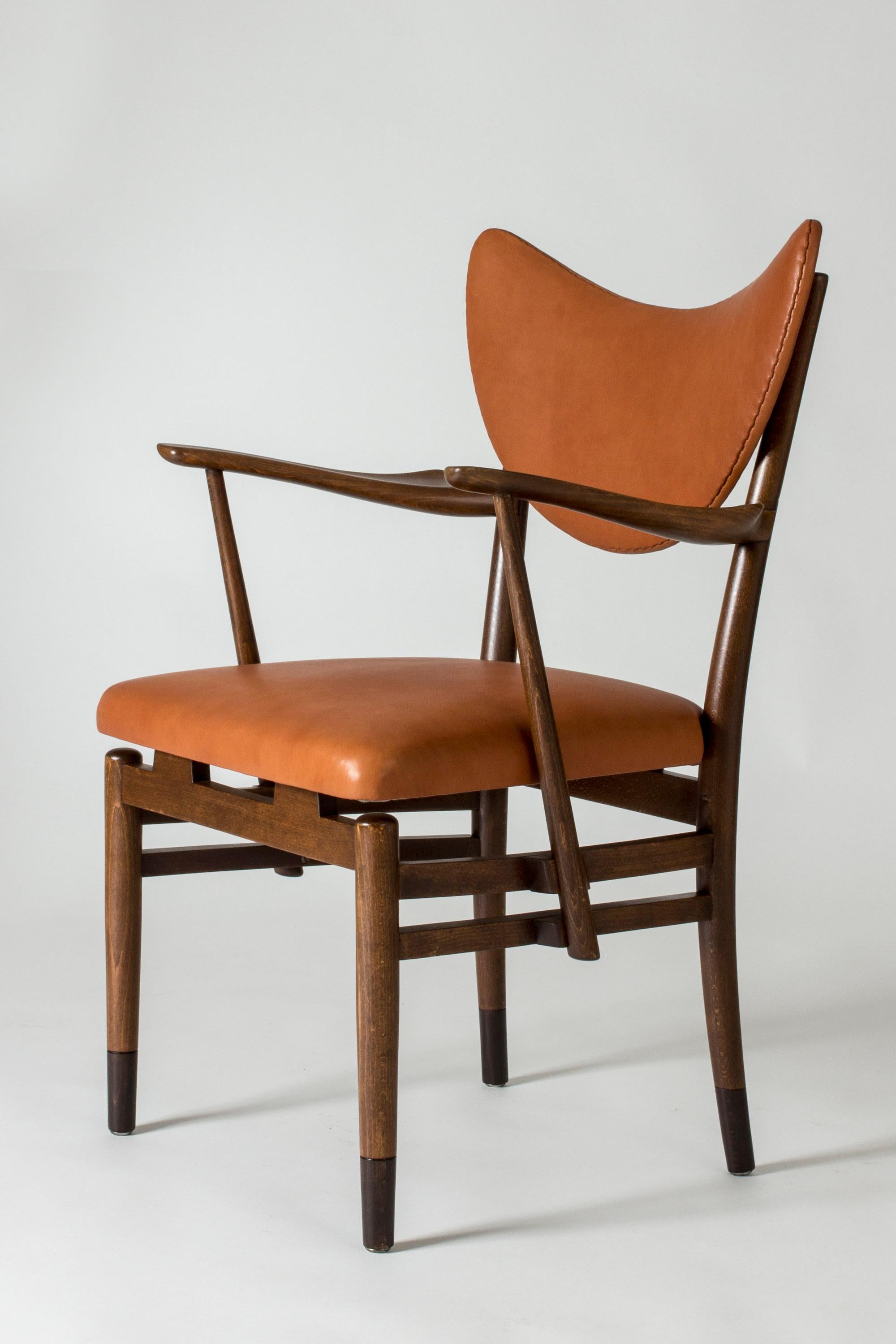 Scandinavian Modern Leather Armchair Attributed to Eva and Nils Koppel, Denmark, 1950s
