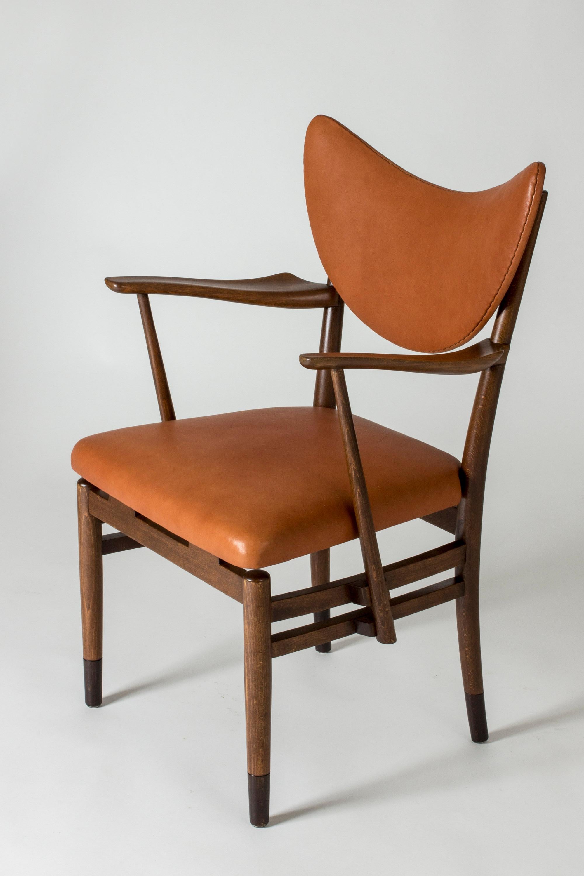 Danish Leather Armchair Attributed to Eva and Nils Koppel, Denmark, 1950s