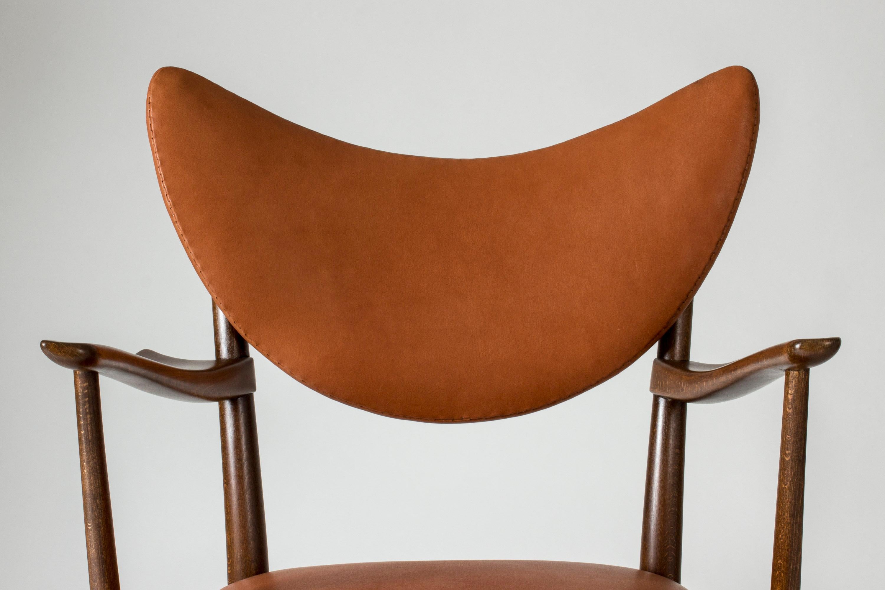 Leather Armchair Attributed to Eva and Nils Koppel, Denmark, 1950s In Good Condition In Stockholm, SE
