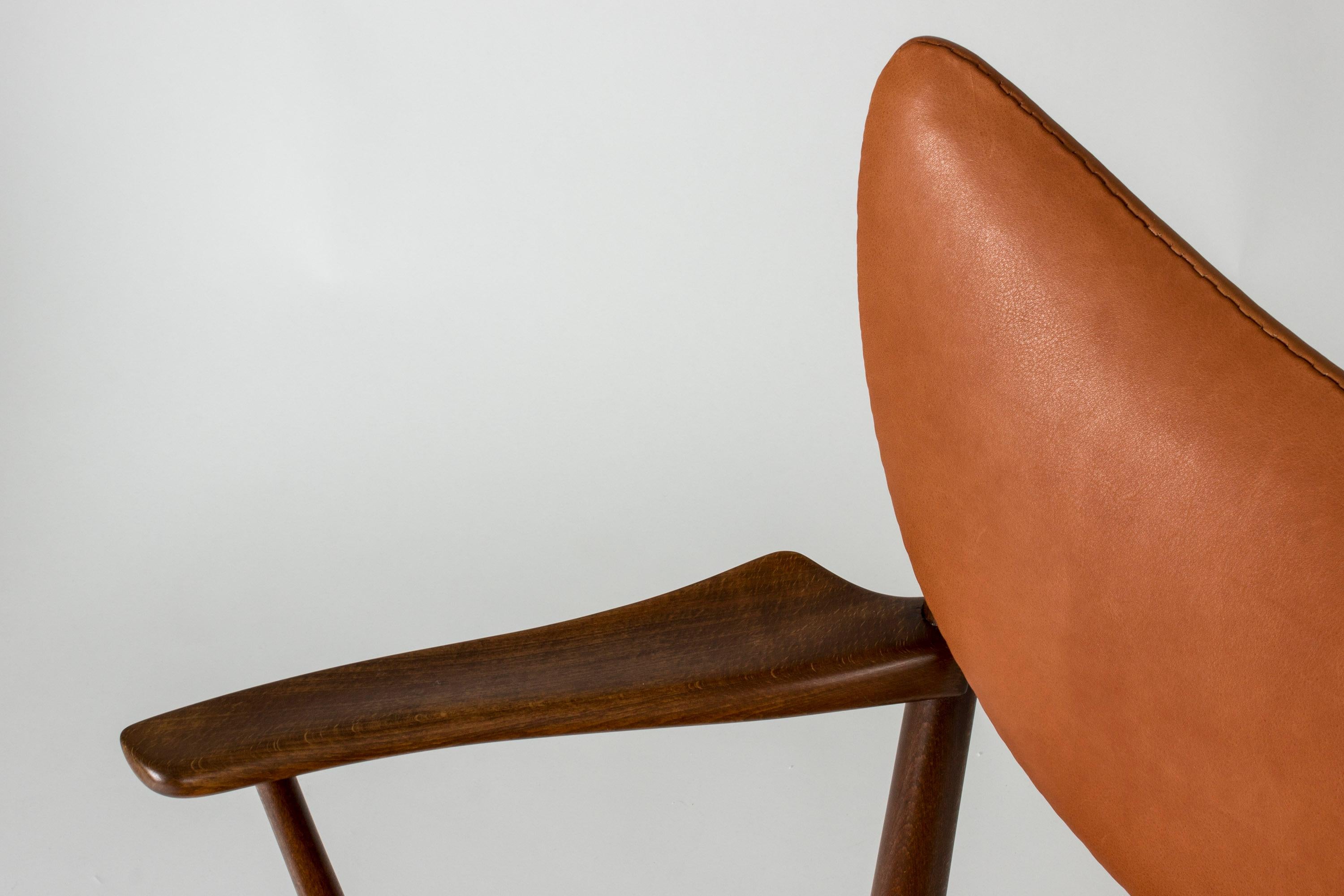 Mid-20th Century Leather Armchair Attributed to Eva and Nils Koppel, Denmark, 1950s