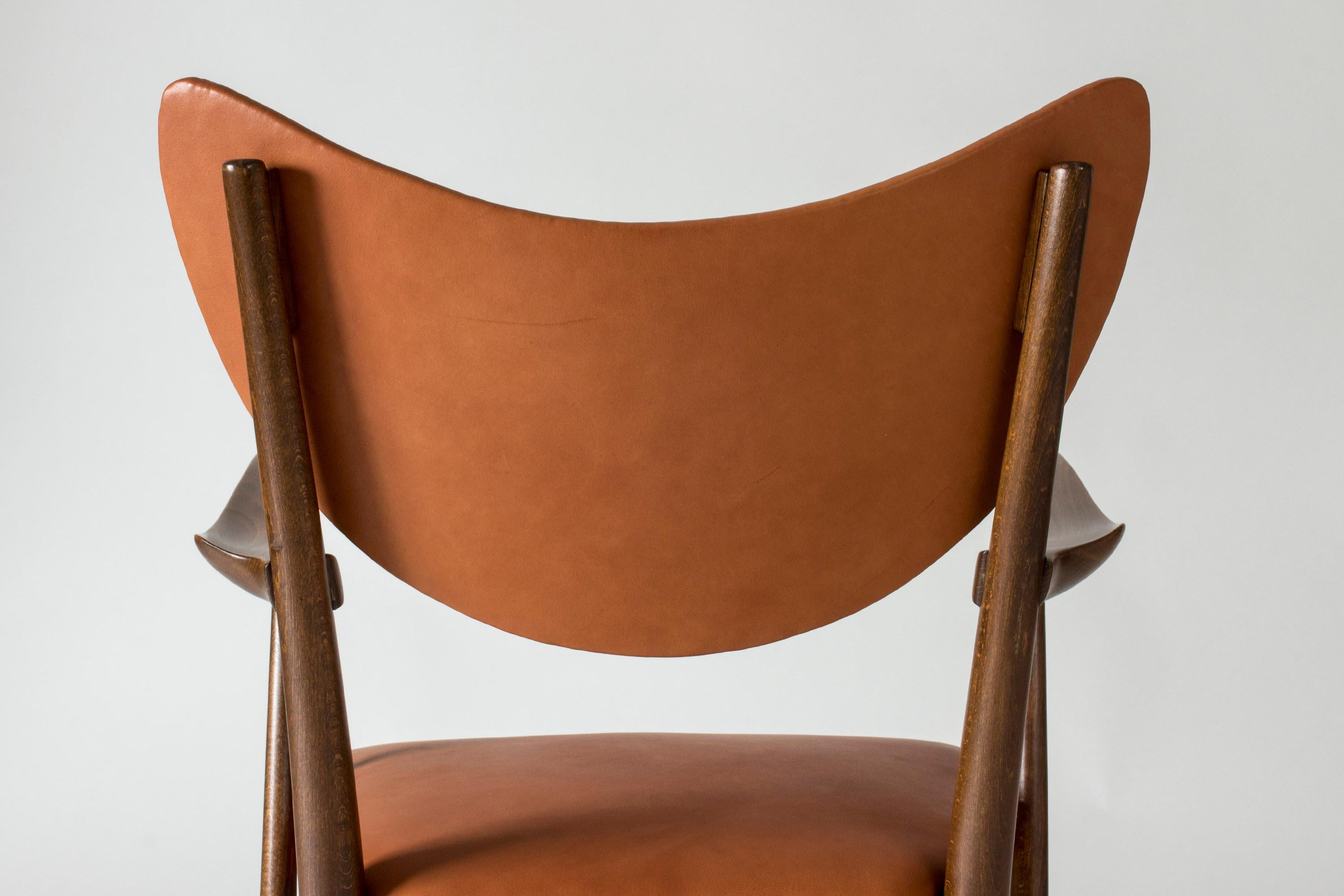 Wood Leather Armchair Attributed to Eva and Nils Koppel, Denmark, 1950s