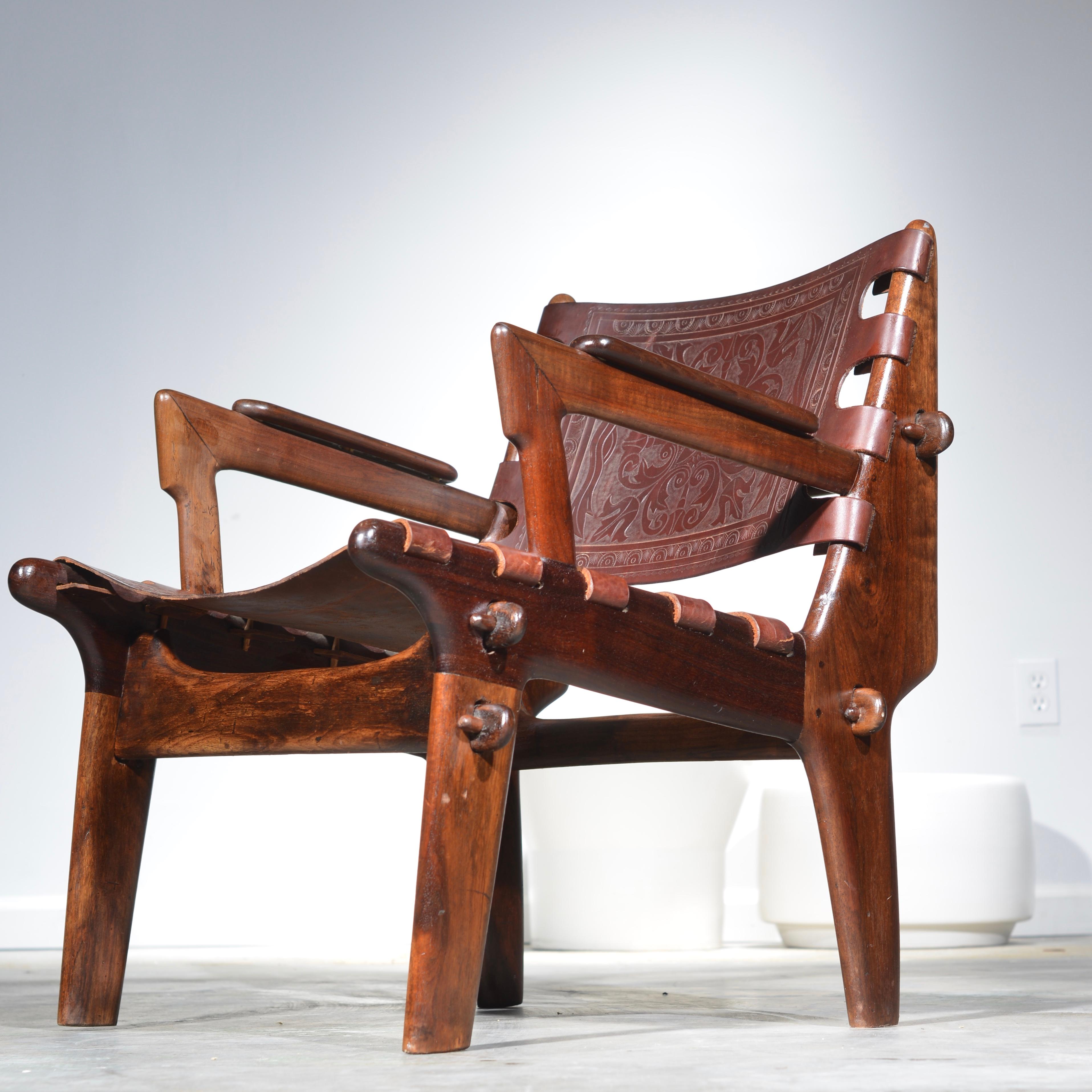 Organic Modern Leather Armchair by Angel Pazmino for Muebles De Estilo circa 1960 Ecuador