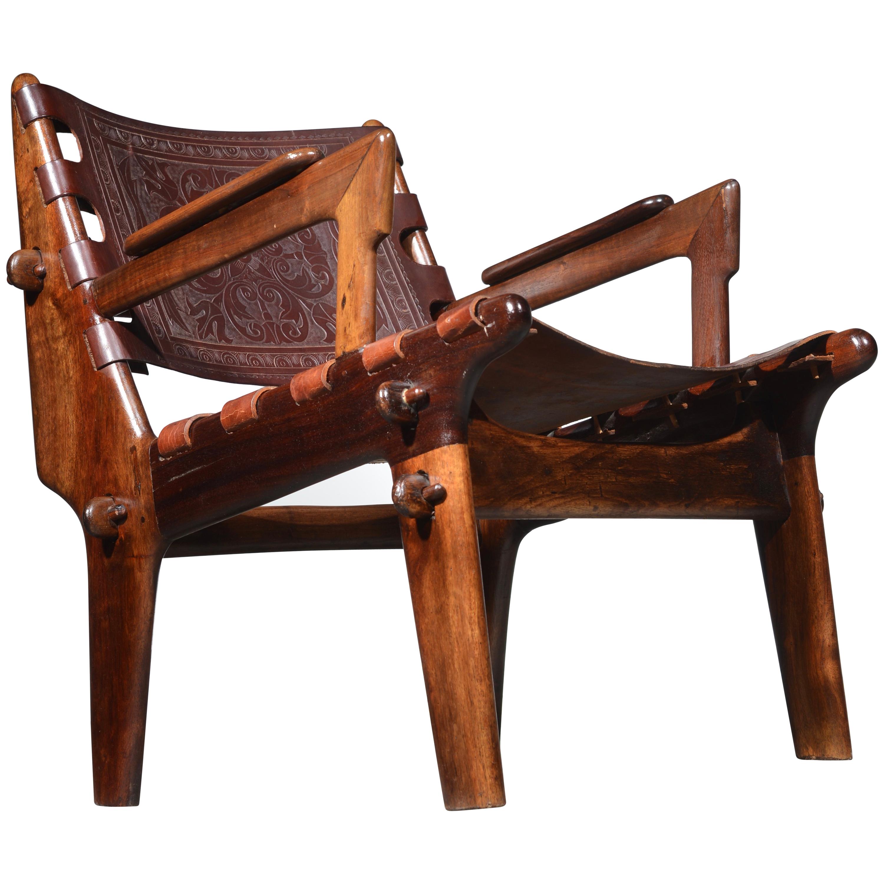 Leather Armchair by Angel Pazmino for Muebles De Estilo circa 1960 Ecuador