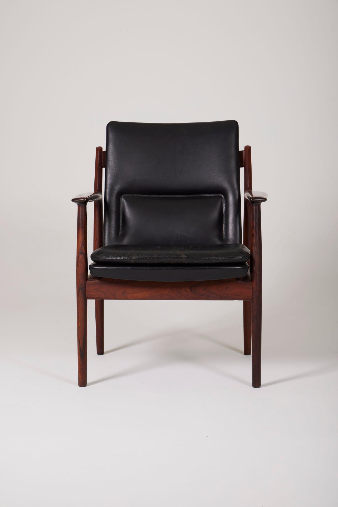 Leather armchair by Arne Vodder For Sale 3
