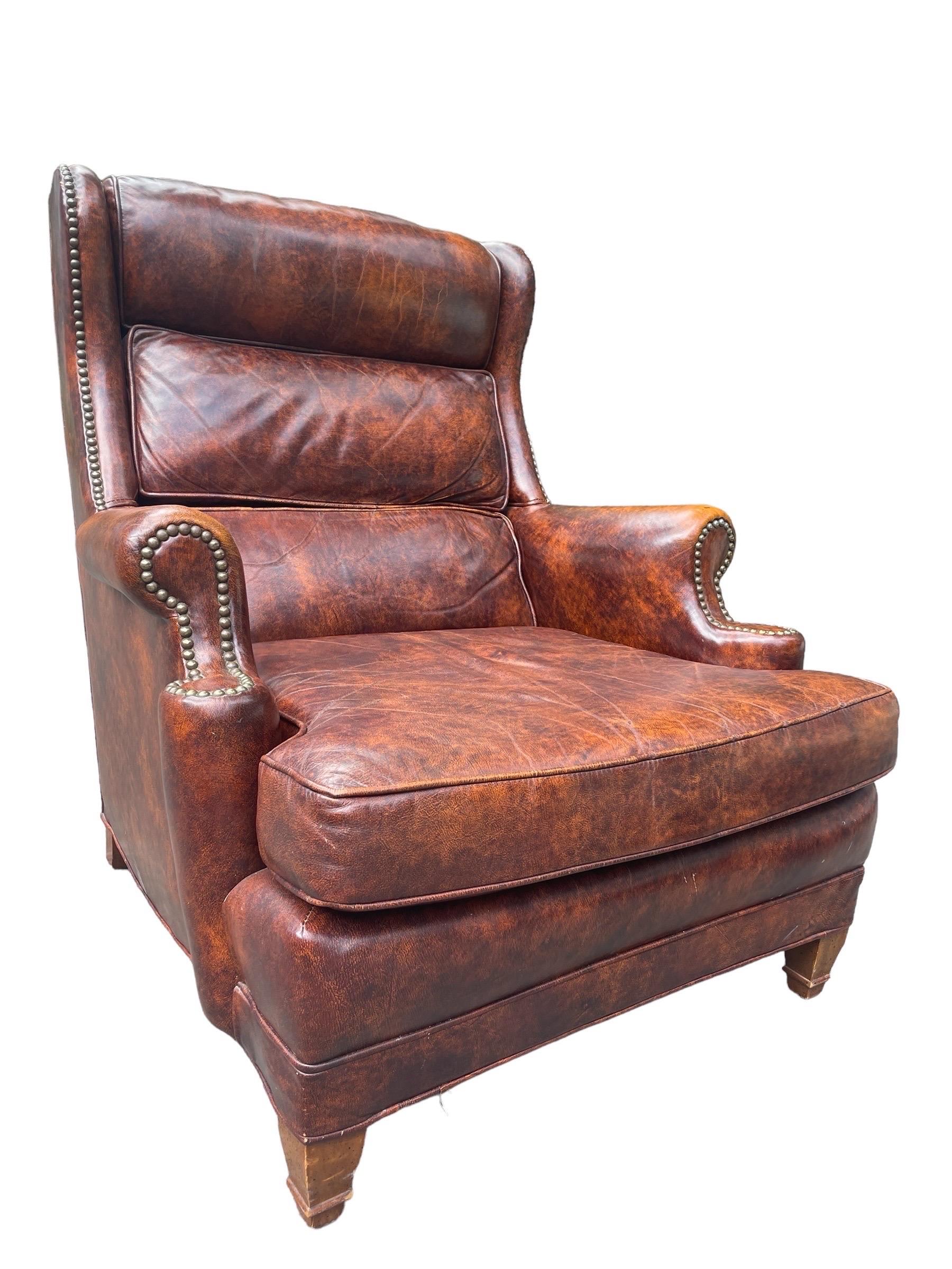 Leather Armchair Hancock and Moore Leather Club Chair With Ottoman 4