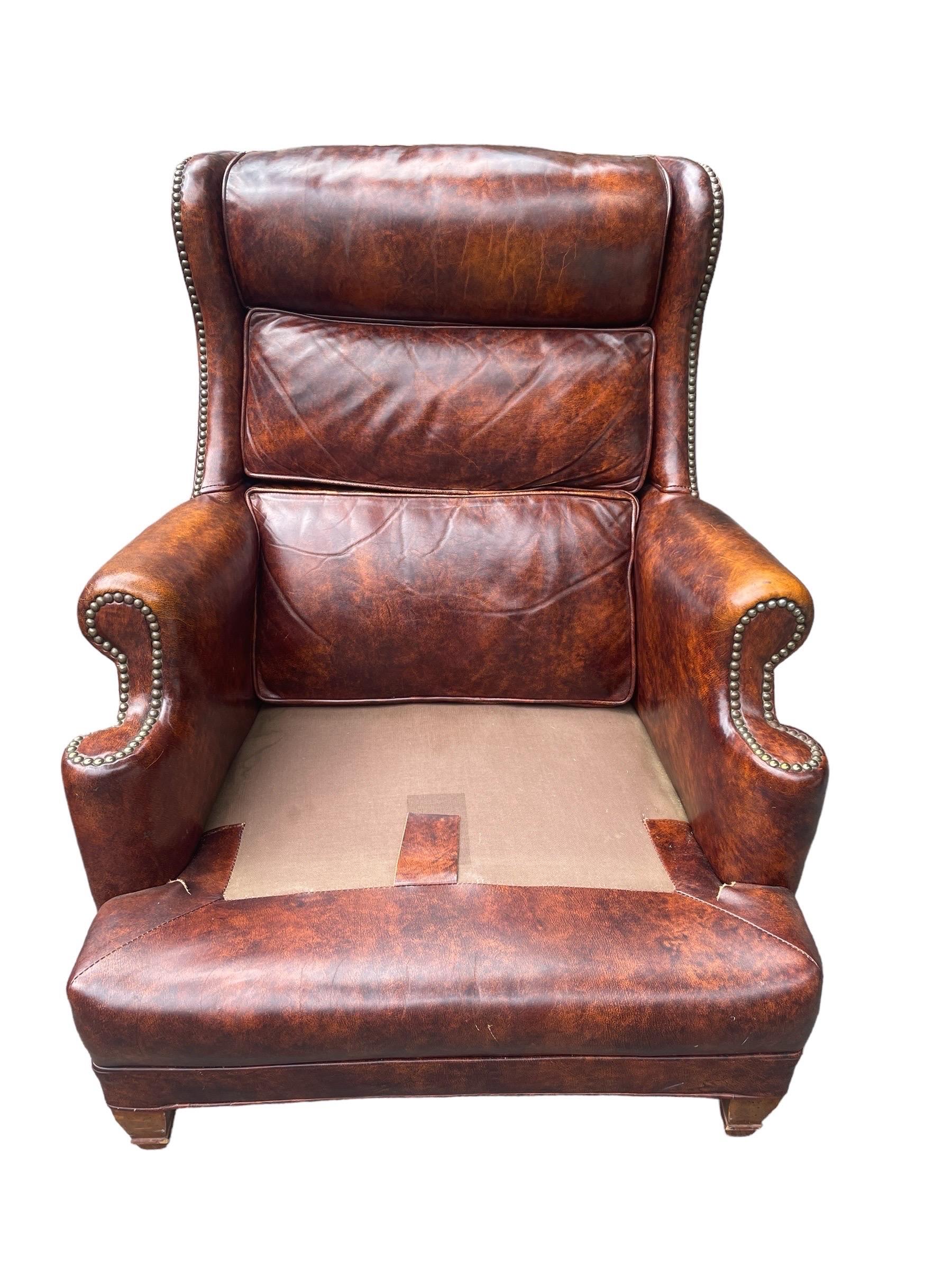 American Leather Armchair Hancock and Moore Leather Club Chair With Ottoman