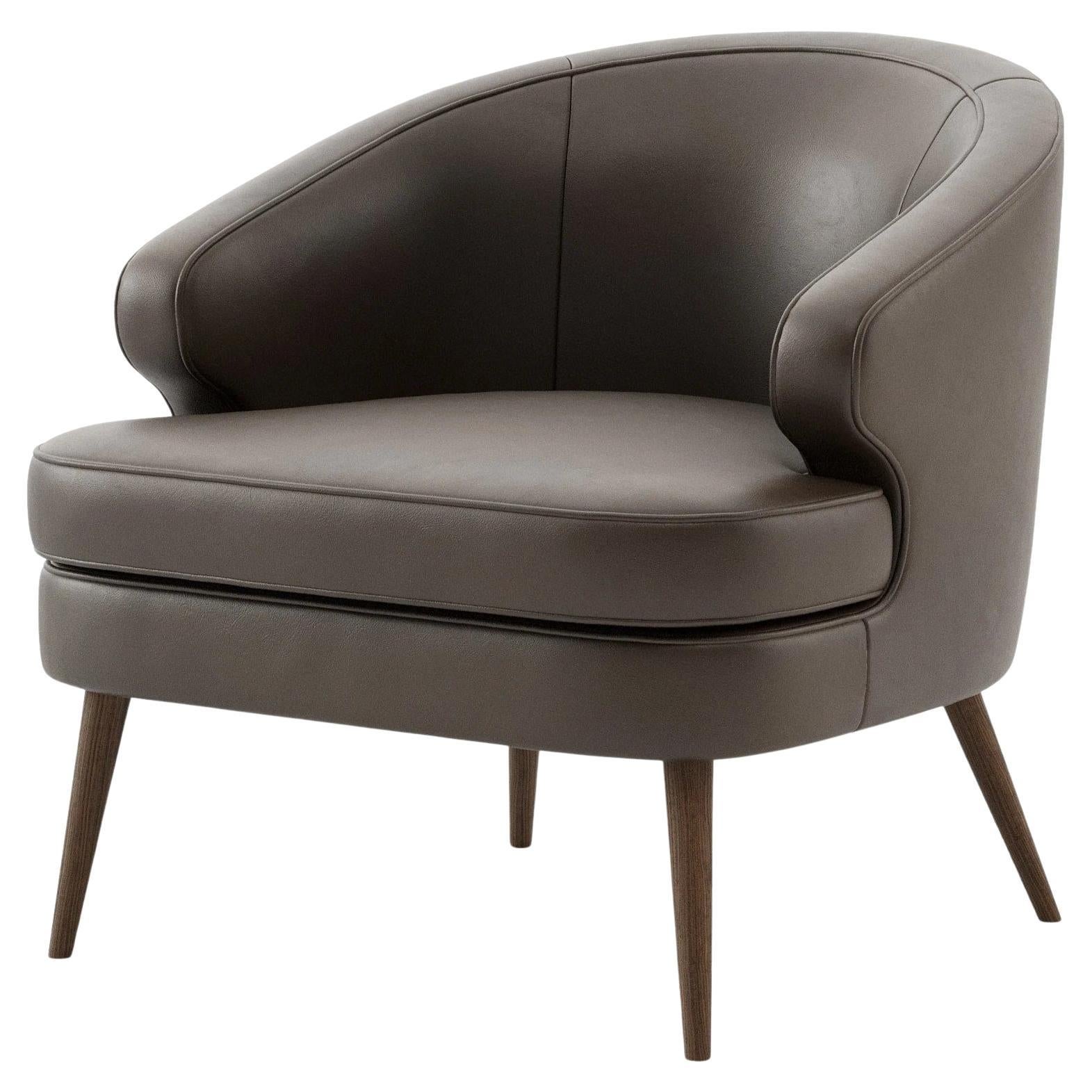 Leather Dining Armchair Made to Order in Natural Oak Finish For Sale at