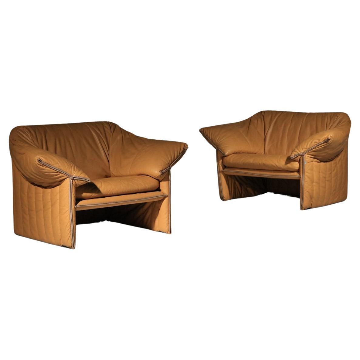 Leather armchairs and sofa Mario Bellini model Le stelle for B&B Italia