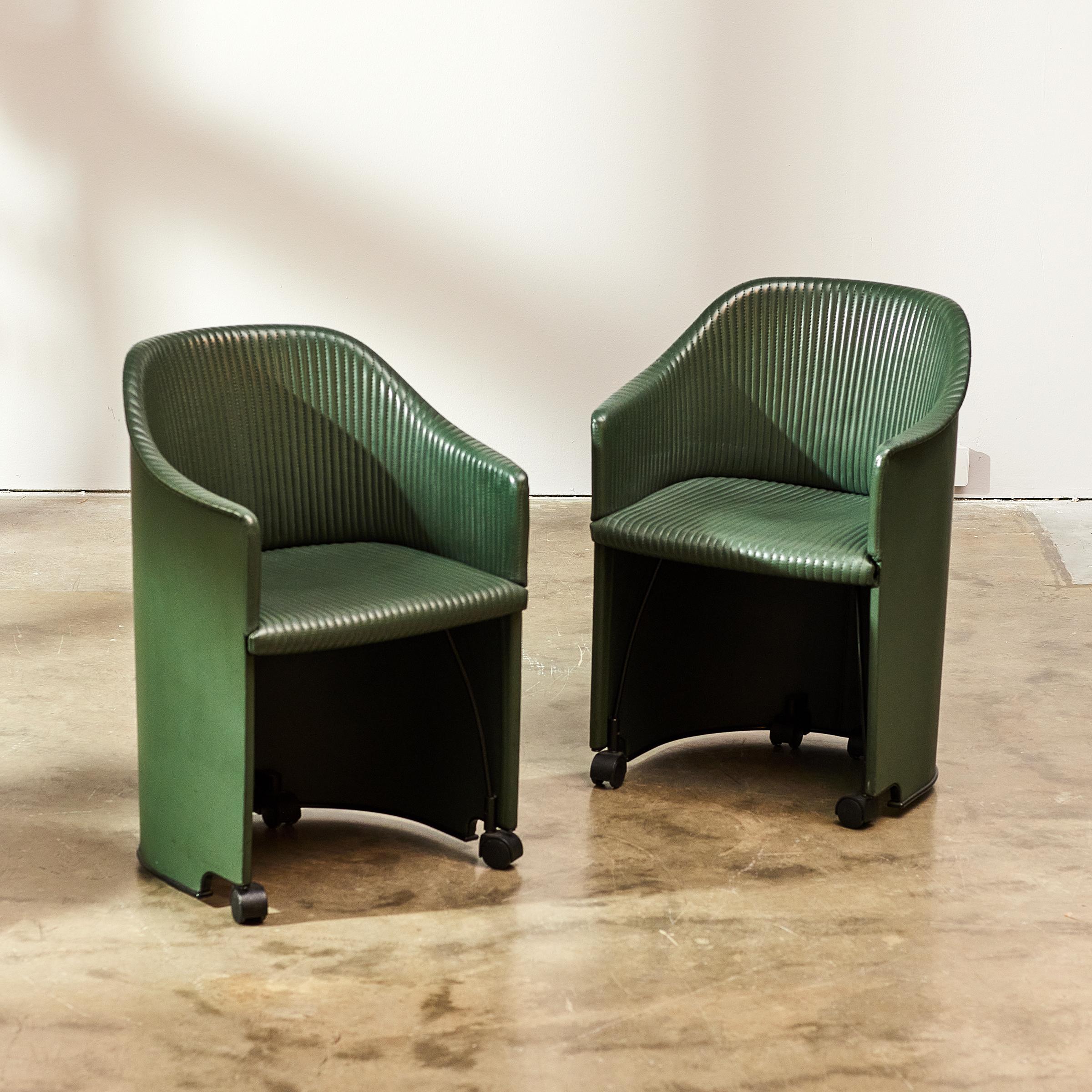 Post-Modern Leather Armchairs by Afra & Tobia Scarpa for Maxalto, Artona Model, Italy, 1980s For Sale
