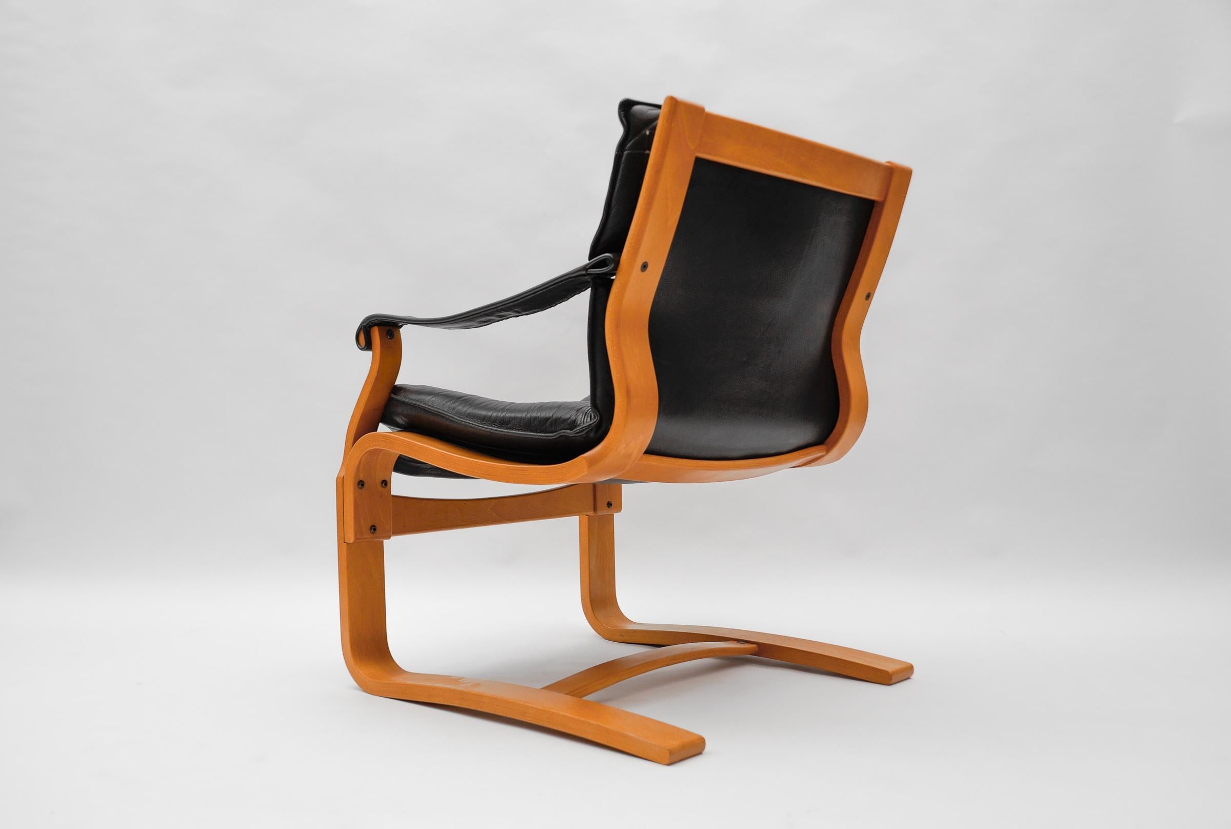 Leather Armchairs by Åke Fribytter for Nelo Kroken, Sweden, 1960s For Sale 3