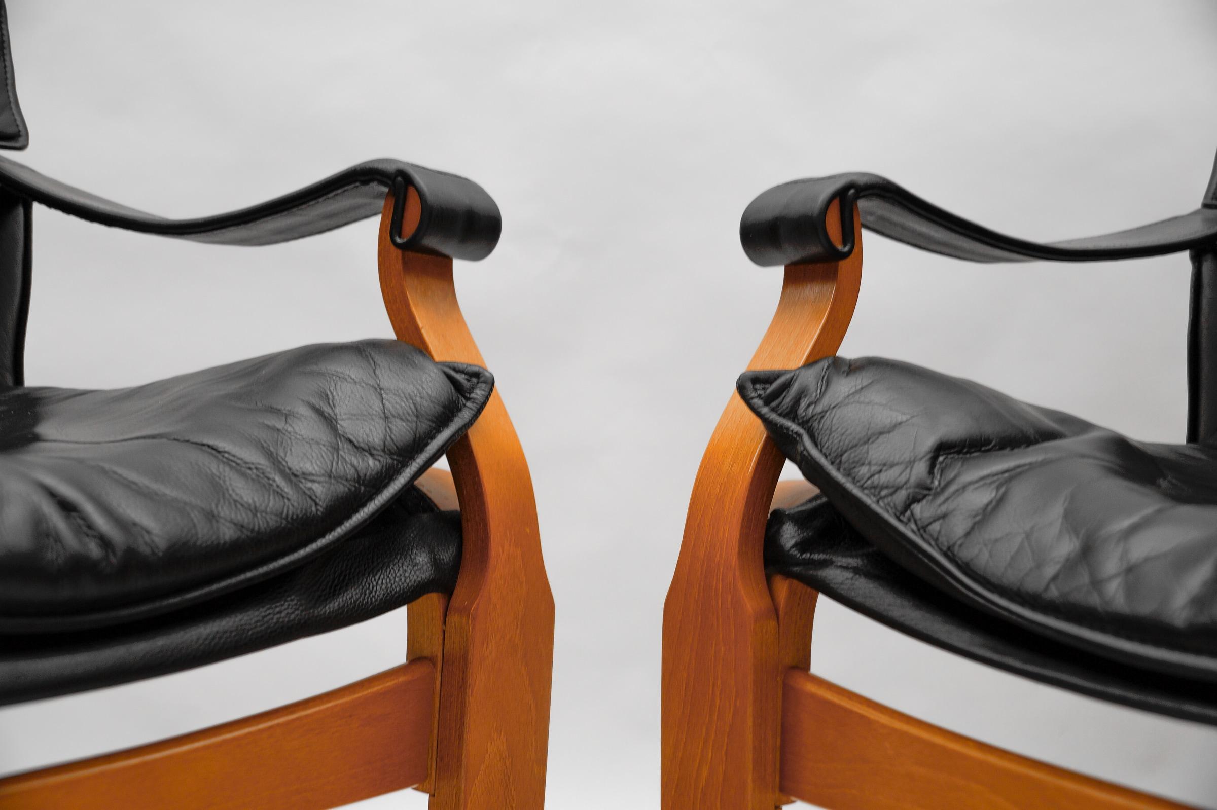 Leather Armchairs by Åke Fribytter for Nelo Kroken, Sweden, 1960s For Sale 7