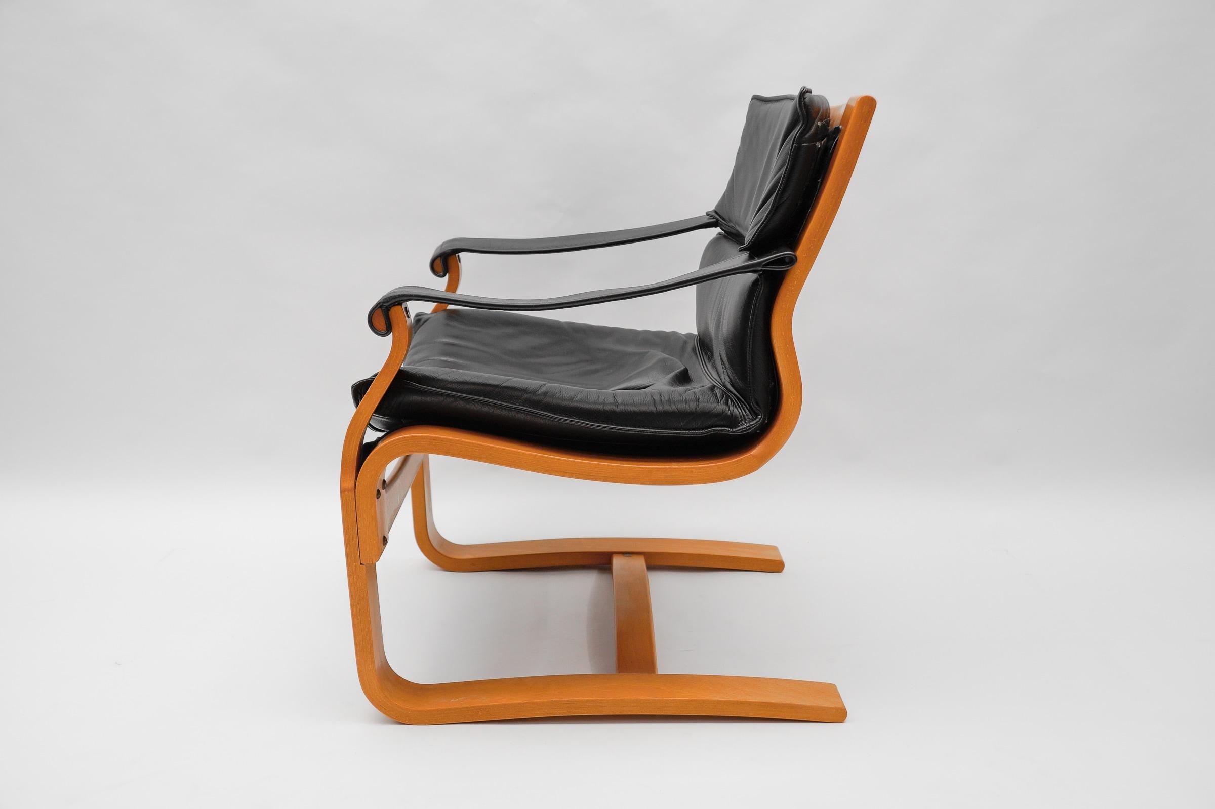 Leather Armchairs by Åke Fribytter for Nelo Kroken, Sweden, 1960s For Sale 2