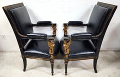 Leather Armchairs Empire Style Midcentury