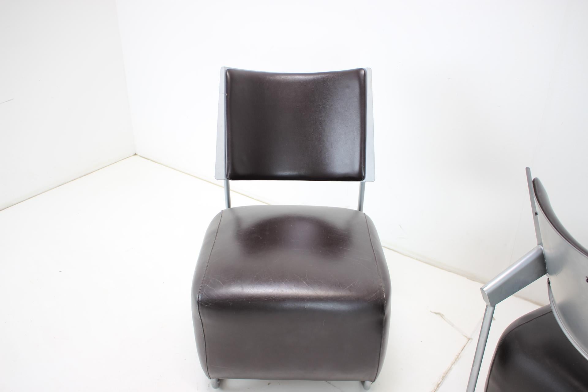 Mid-Century Modern Leather Armchairs 