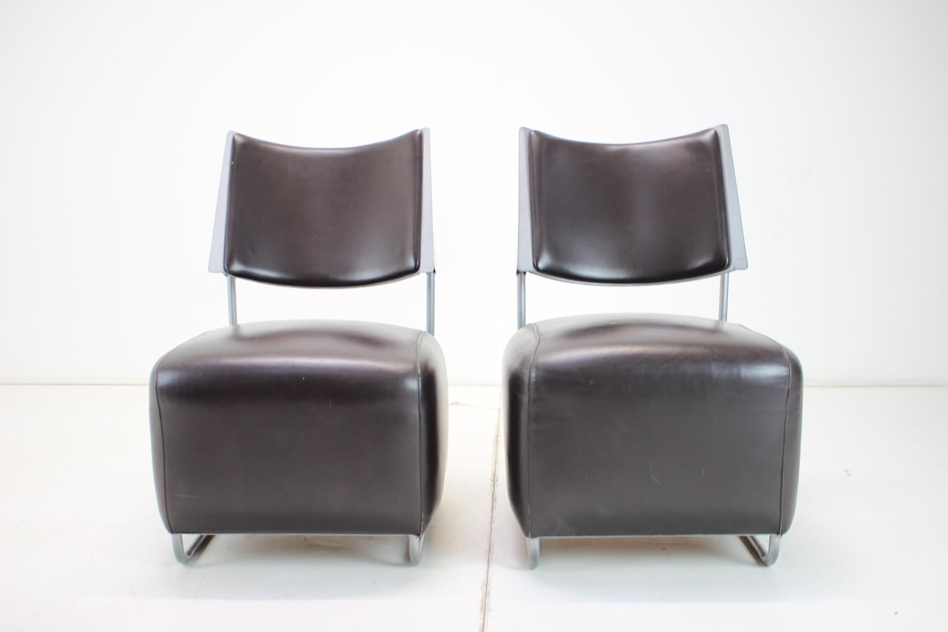Metal Leather Armchairs 