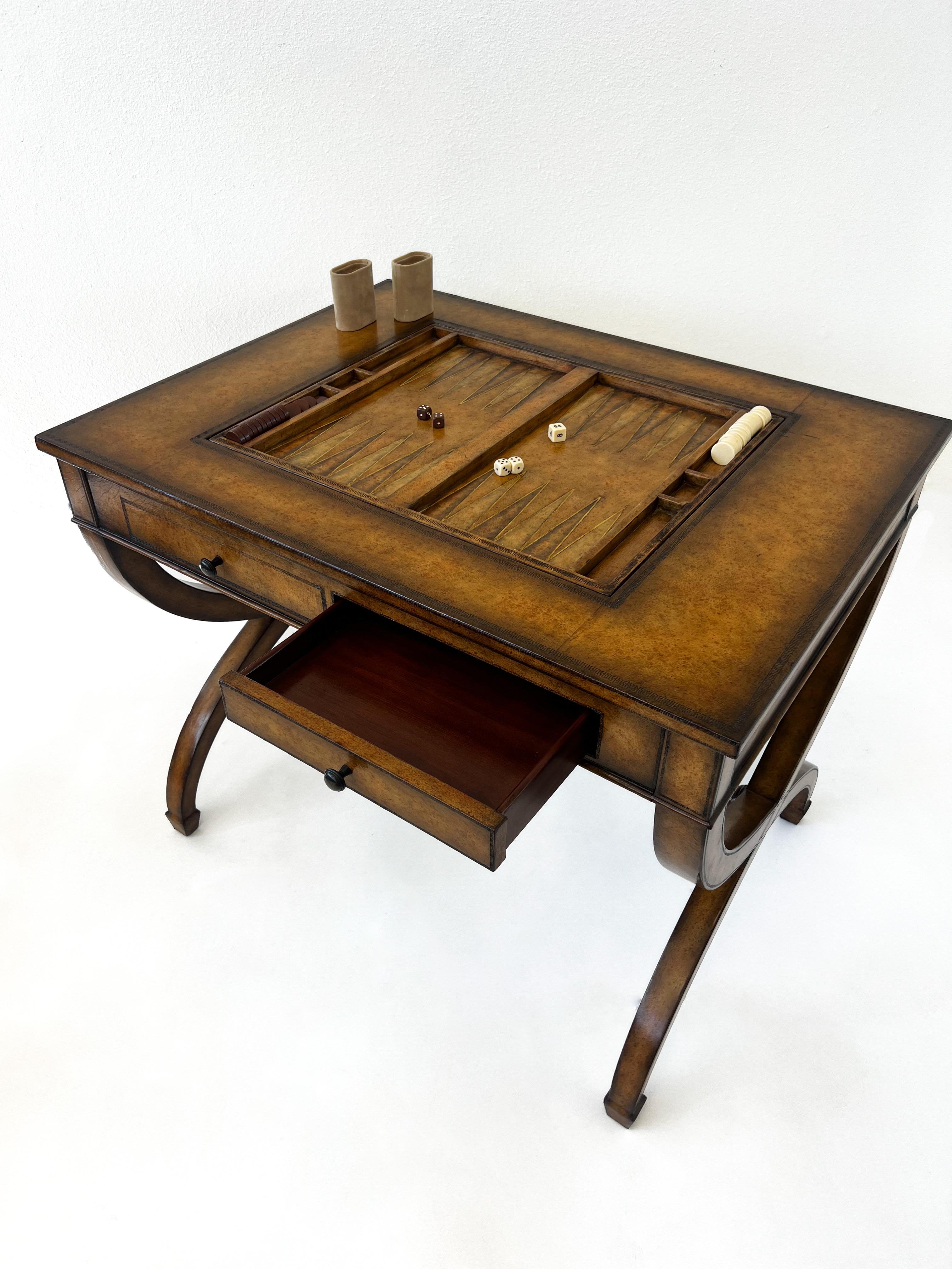 Americano Tavolo da gioco Backgammon in pelle di Collection'S in vendita