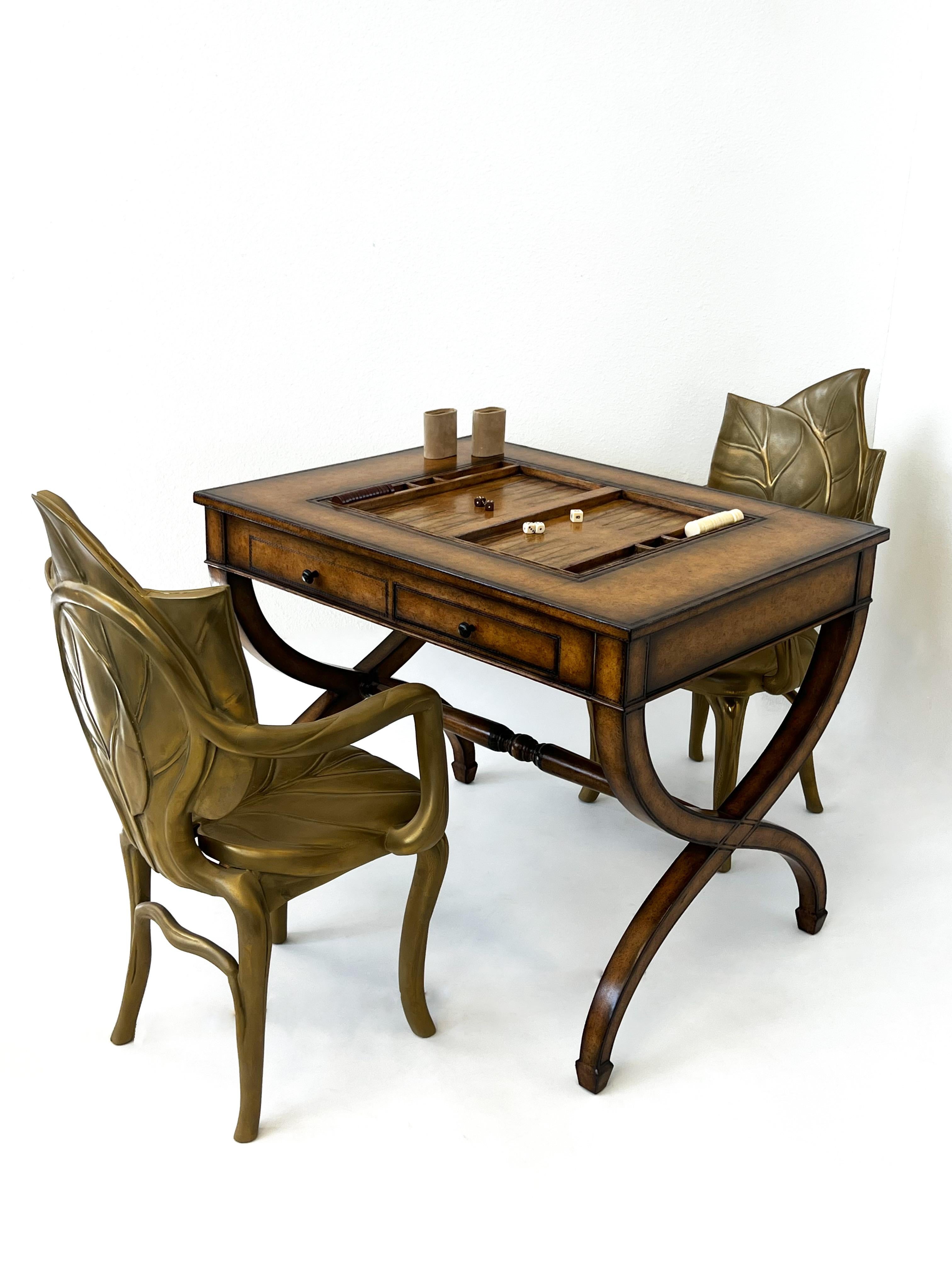 Tavolo da gioco Backgammon in pelle di Collection'S In condizioni buone in vendita a Palm Springs, CA