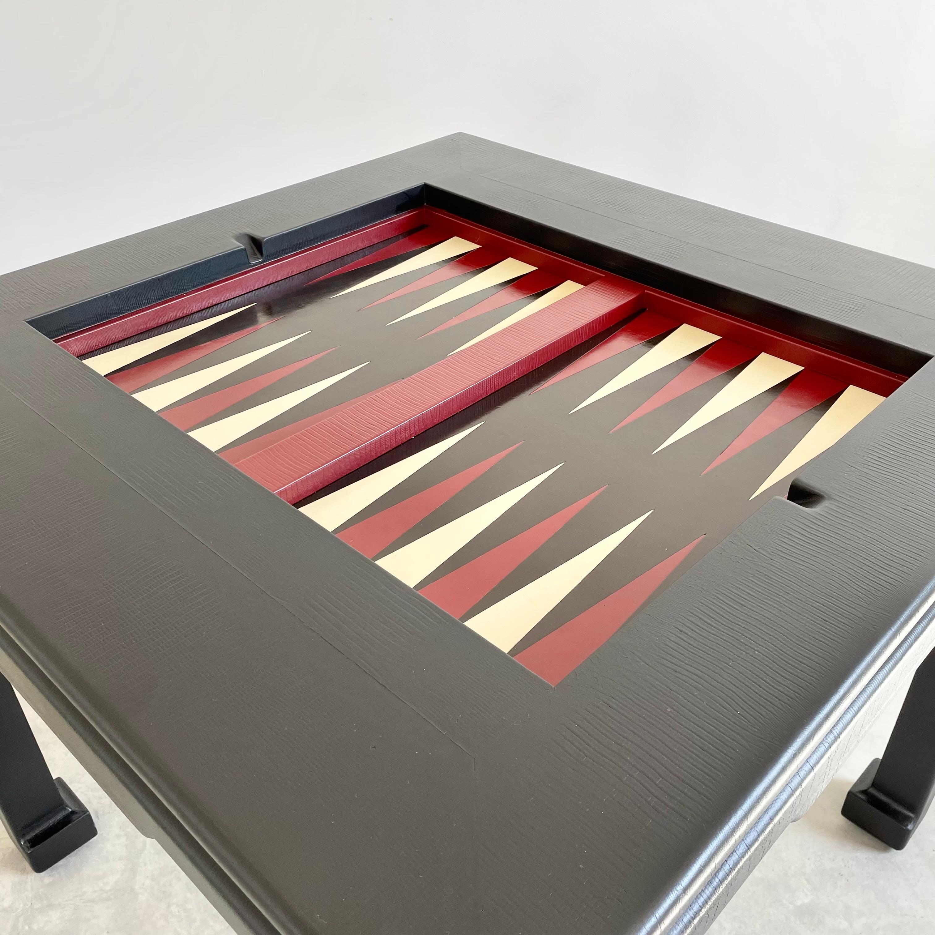 Leather Backgammon Table, 1960s USA 5