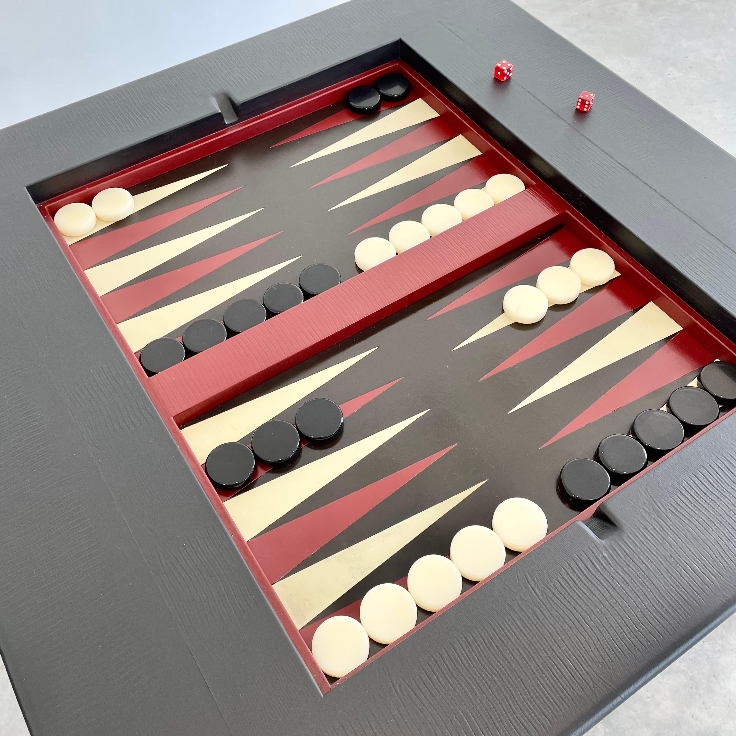 American Leather Backgammon Table, 1960s USA