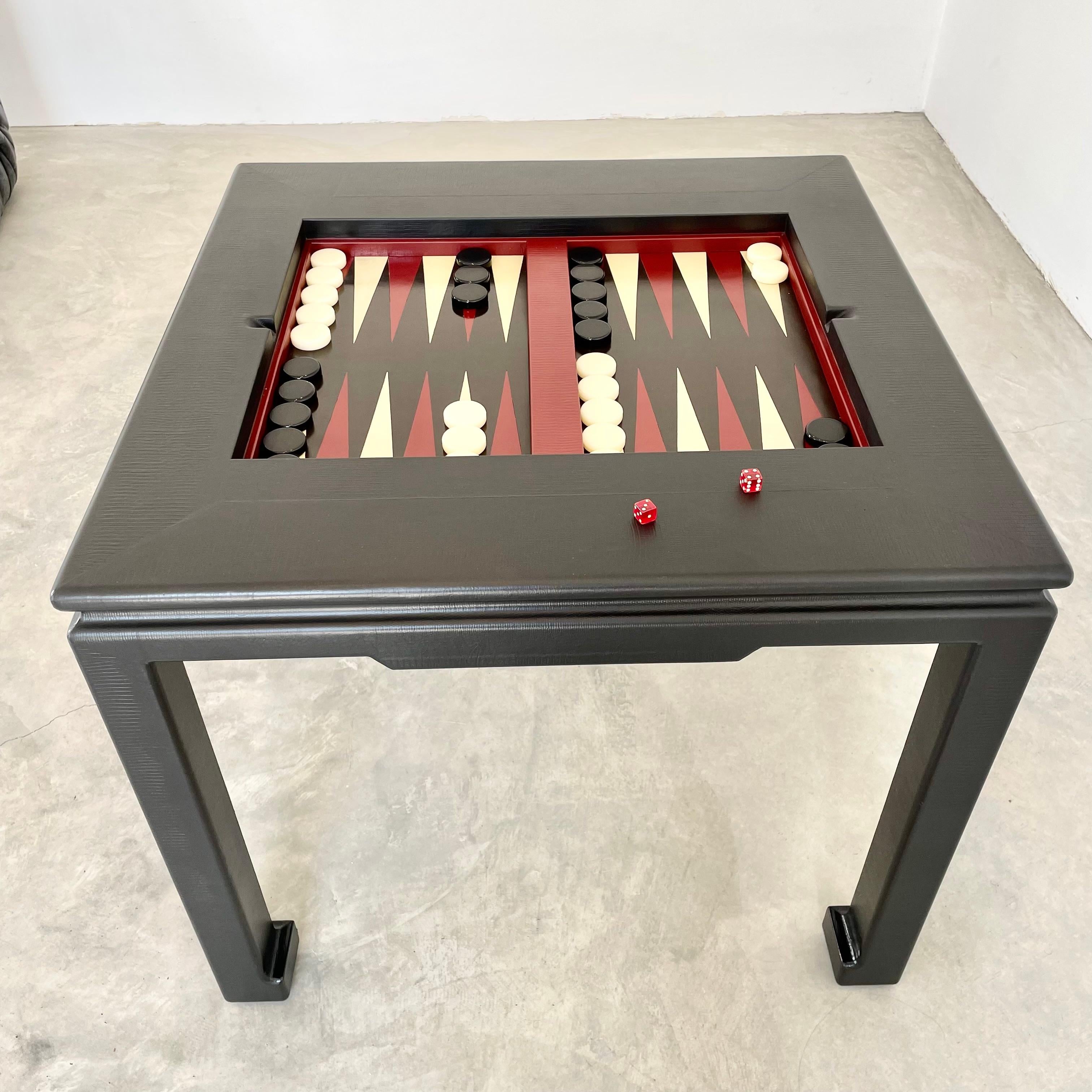 Leather Backgammon Table, 1960s USA In Good Condition In Los Angeles, CA