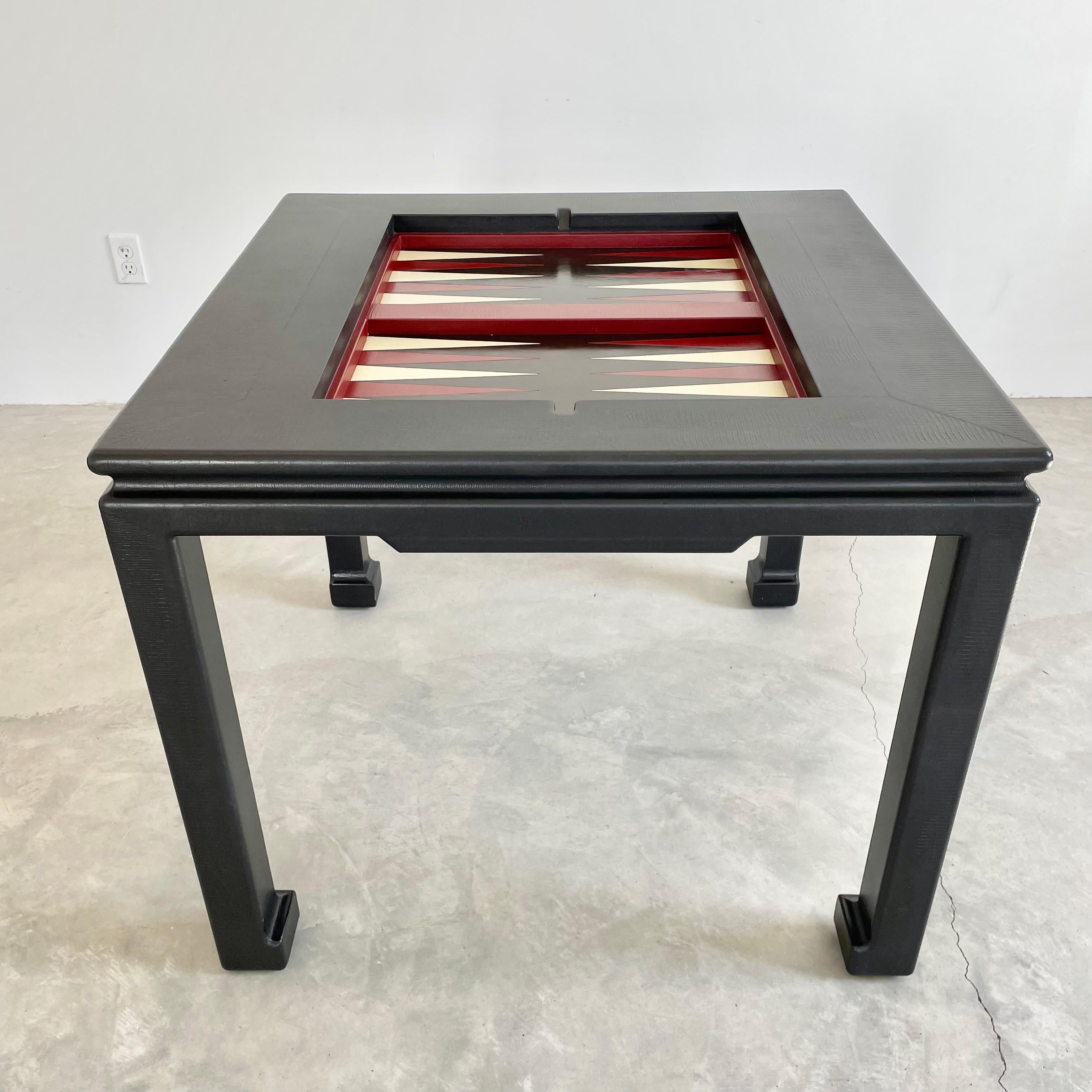 Leather Backgammon Table, 1960s USA 1