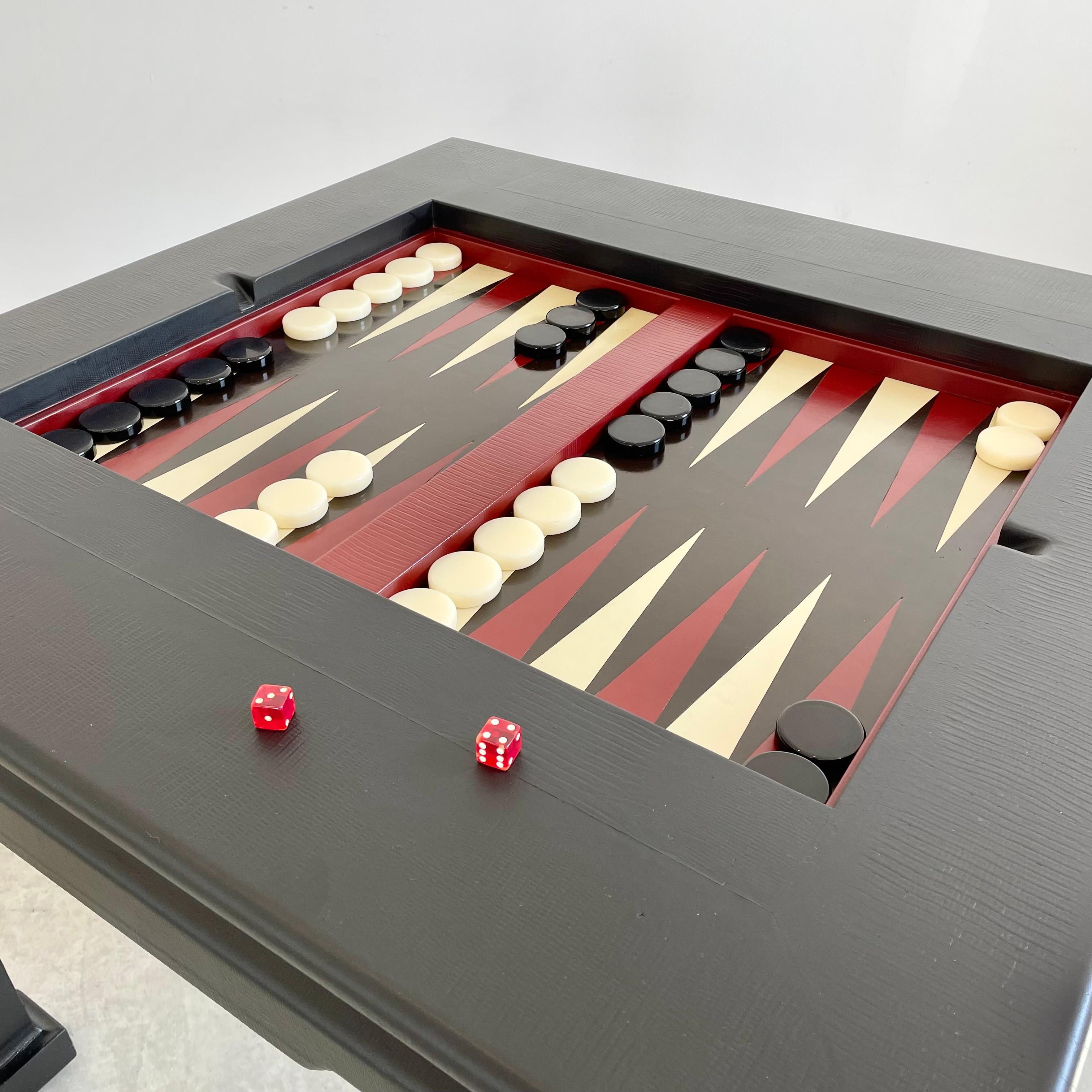 Leather Backgammon Table, 1960s USA 3