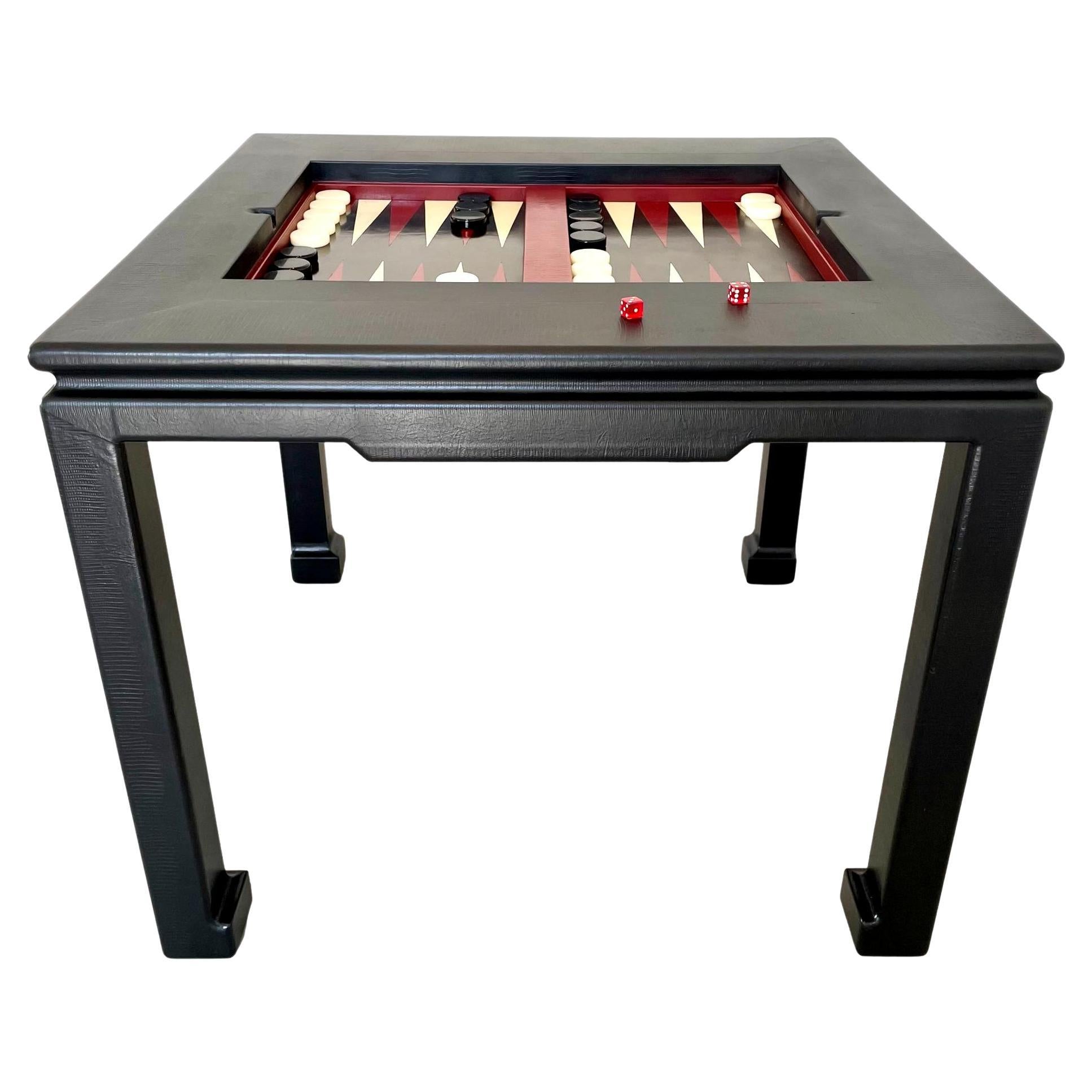 Leather Backgammon Table, 1960s USA