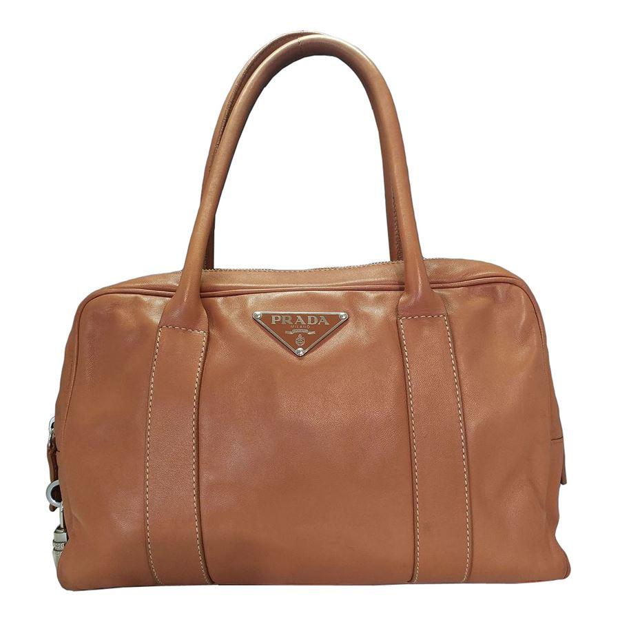 Brown Prada Leather bag size Unique For Sale