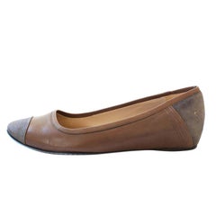 Costume National Women's Leather Ballerina Flats, Turtledove, Size 39