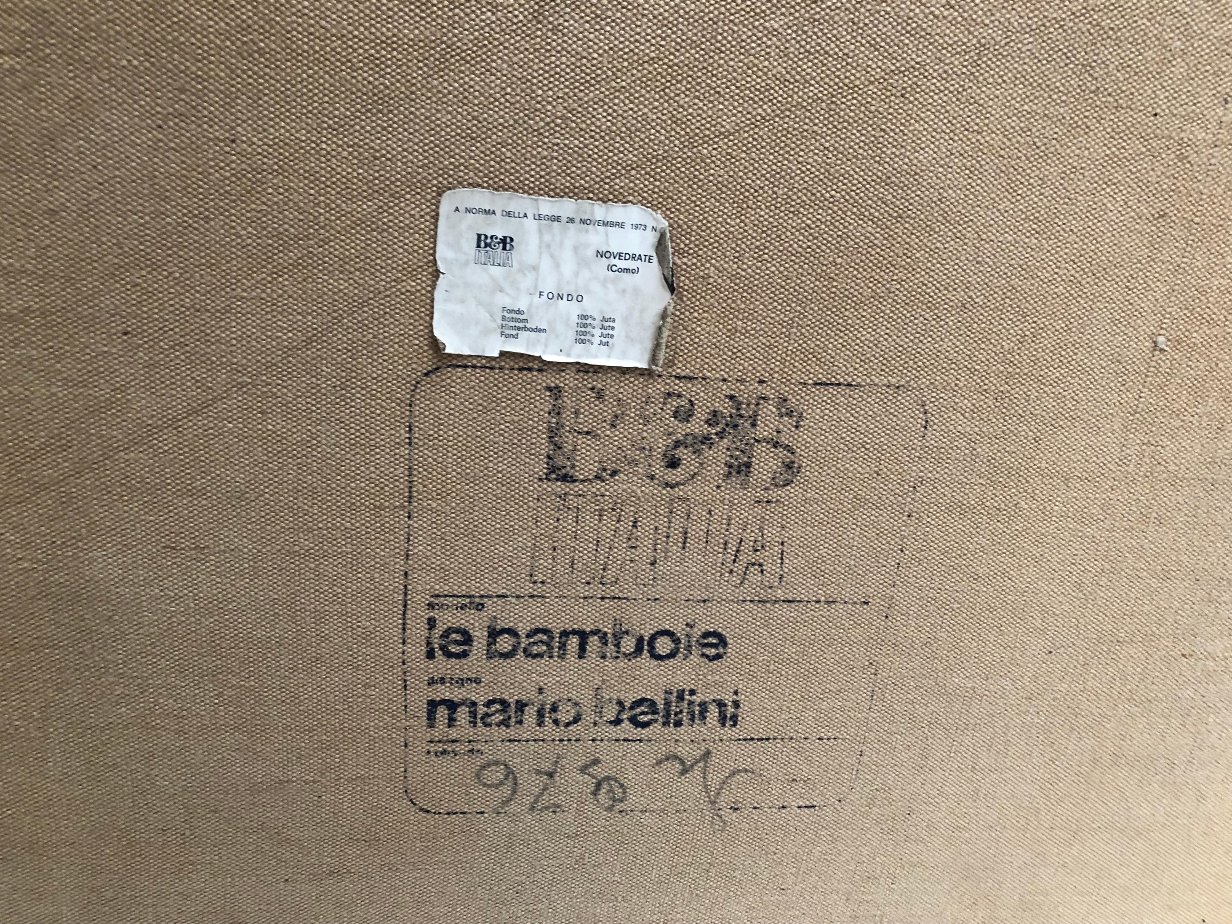 Leather 'Bambole' Living Room Set by Mario Bellini, 1972, Original Period Labels 10