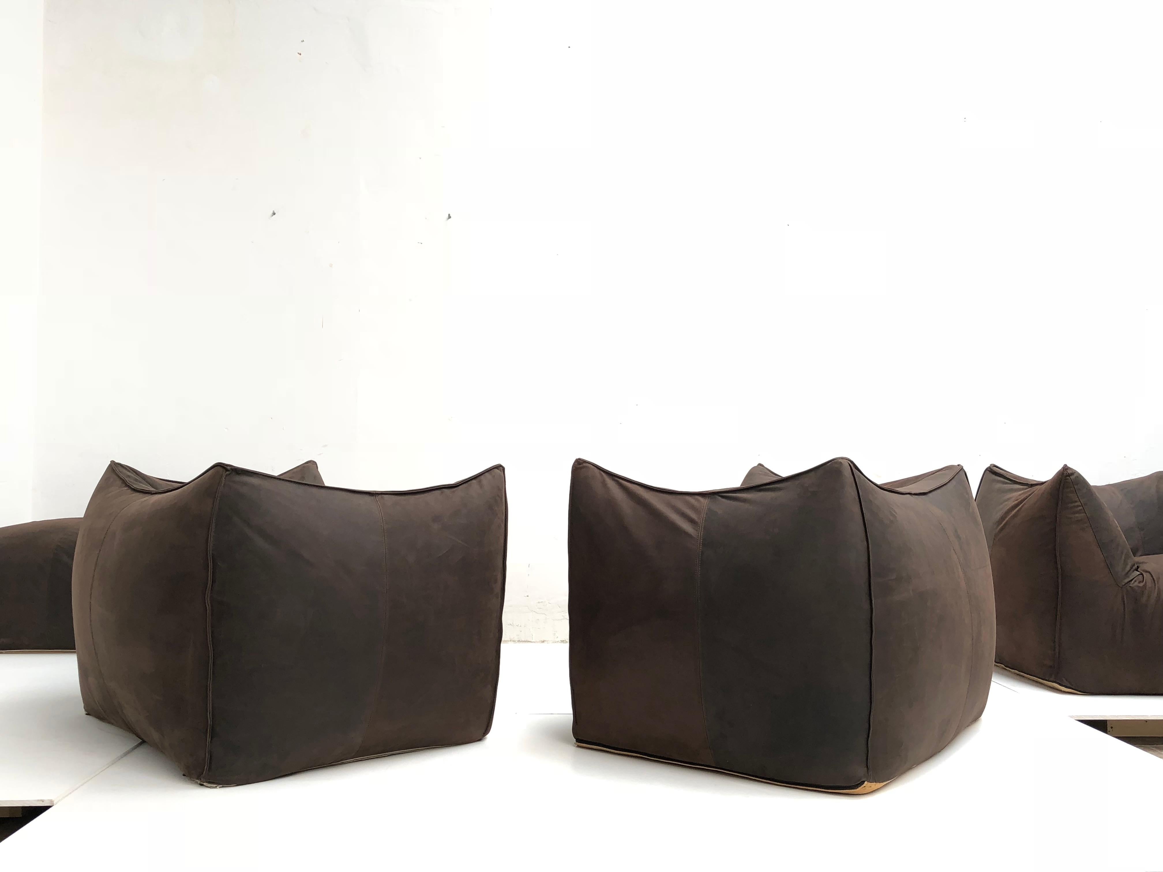 Late 20th Century Leather 'Bambole' Living Room Set by Mario Bellini, 1972, Original Period Labels