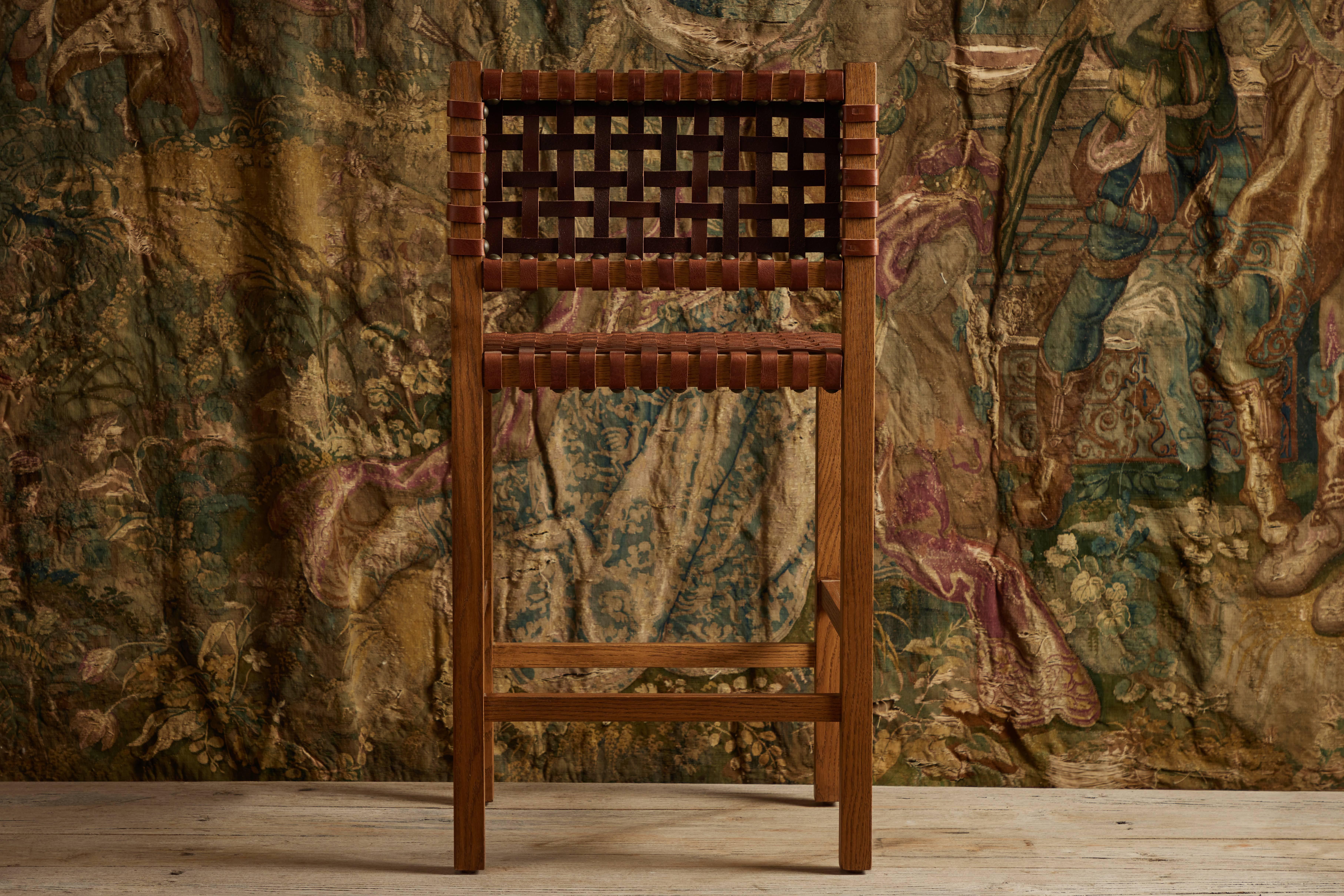 Sgabello da bar in pelle, di JDP Interiors in vendita 4