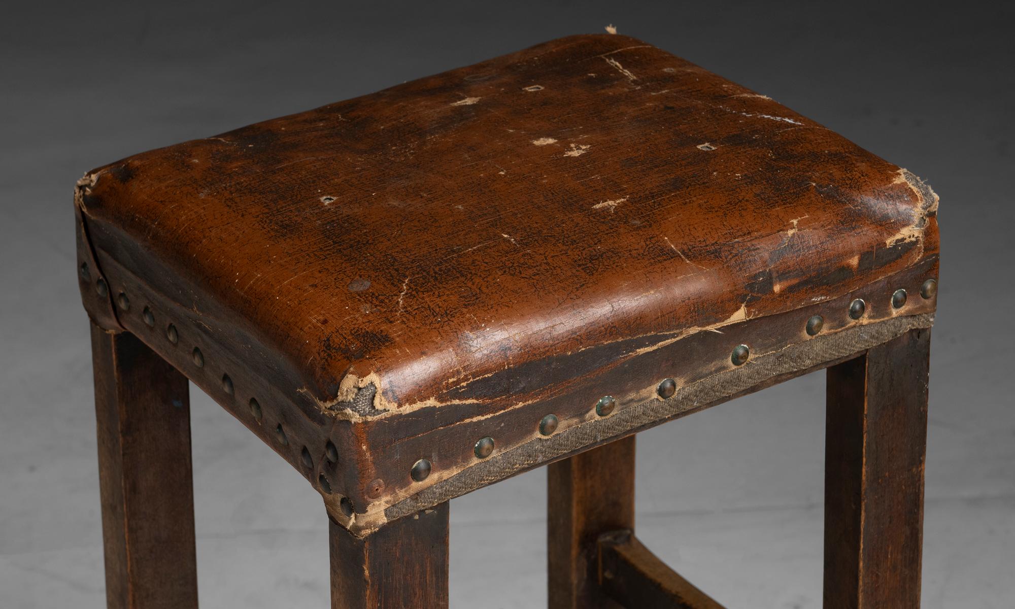Late Victorian Leather Bar Stool, England circa 1890
